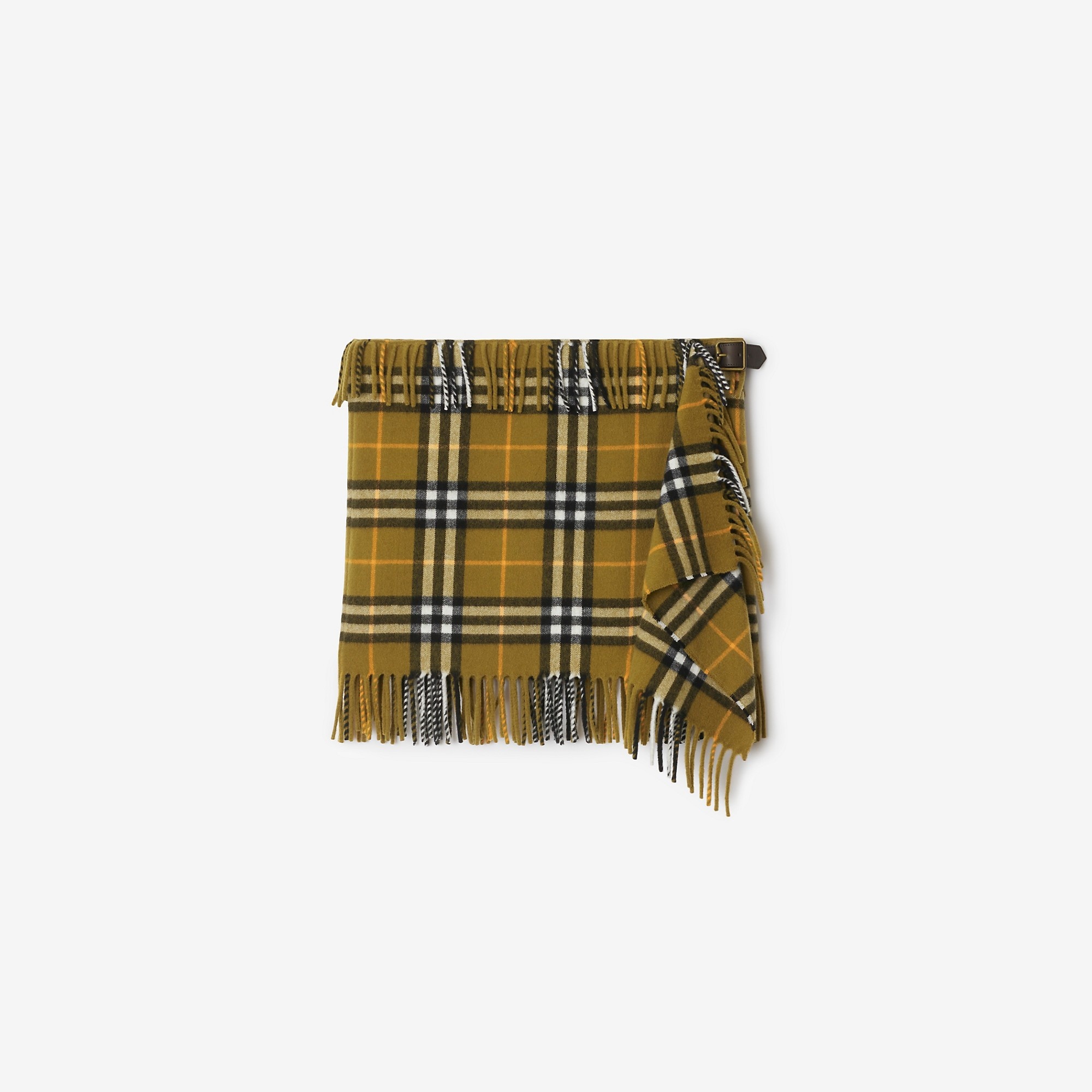 Check Wool Cashmere Scarf Skirt - 1