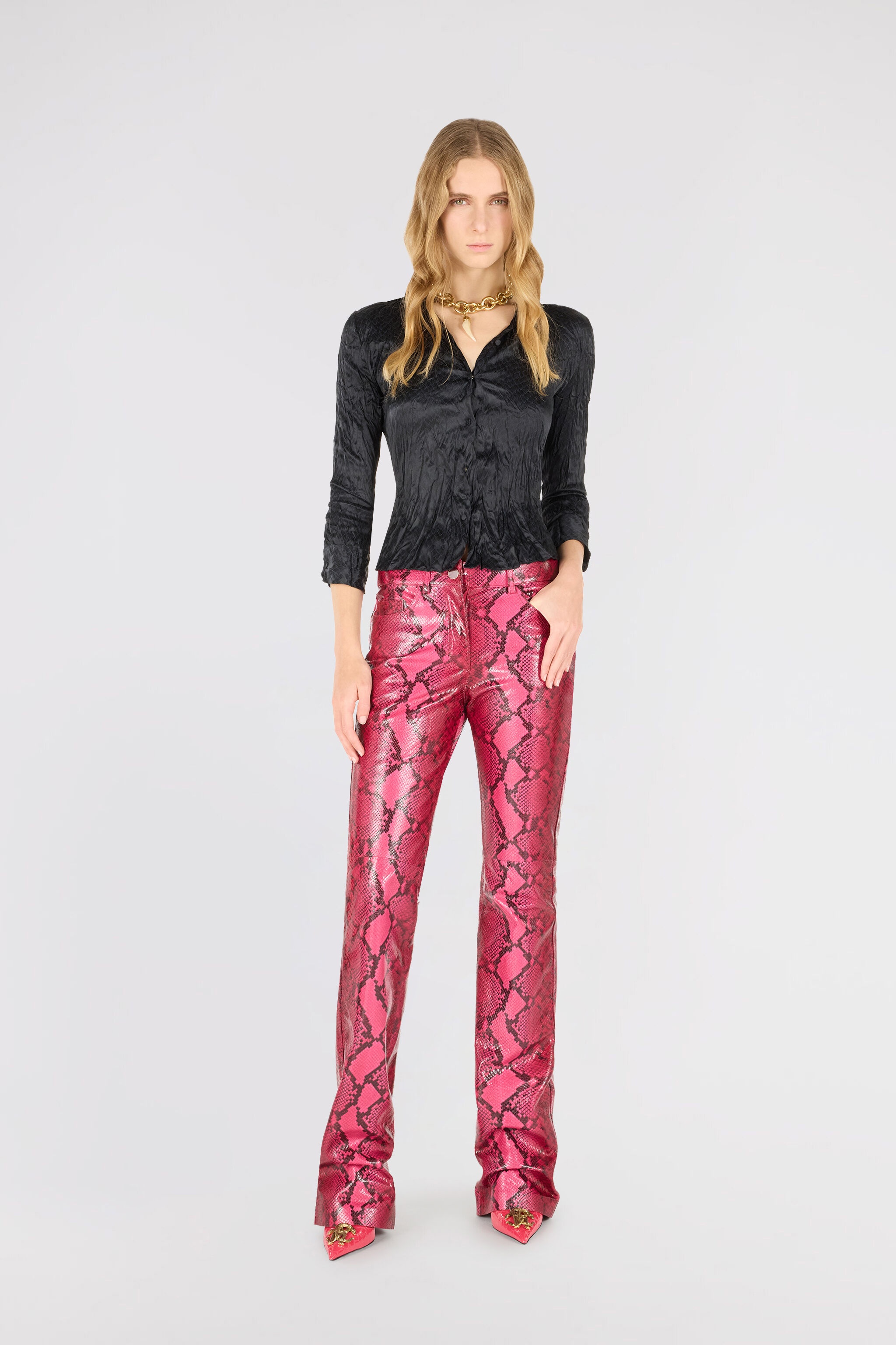 Shiny Python-Print Pants - 2