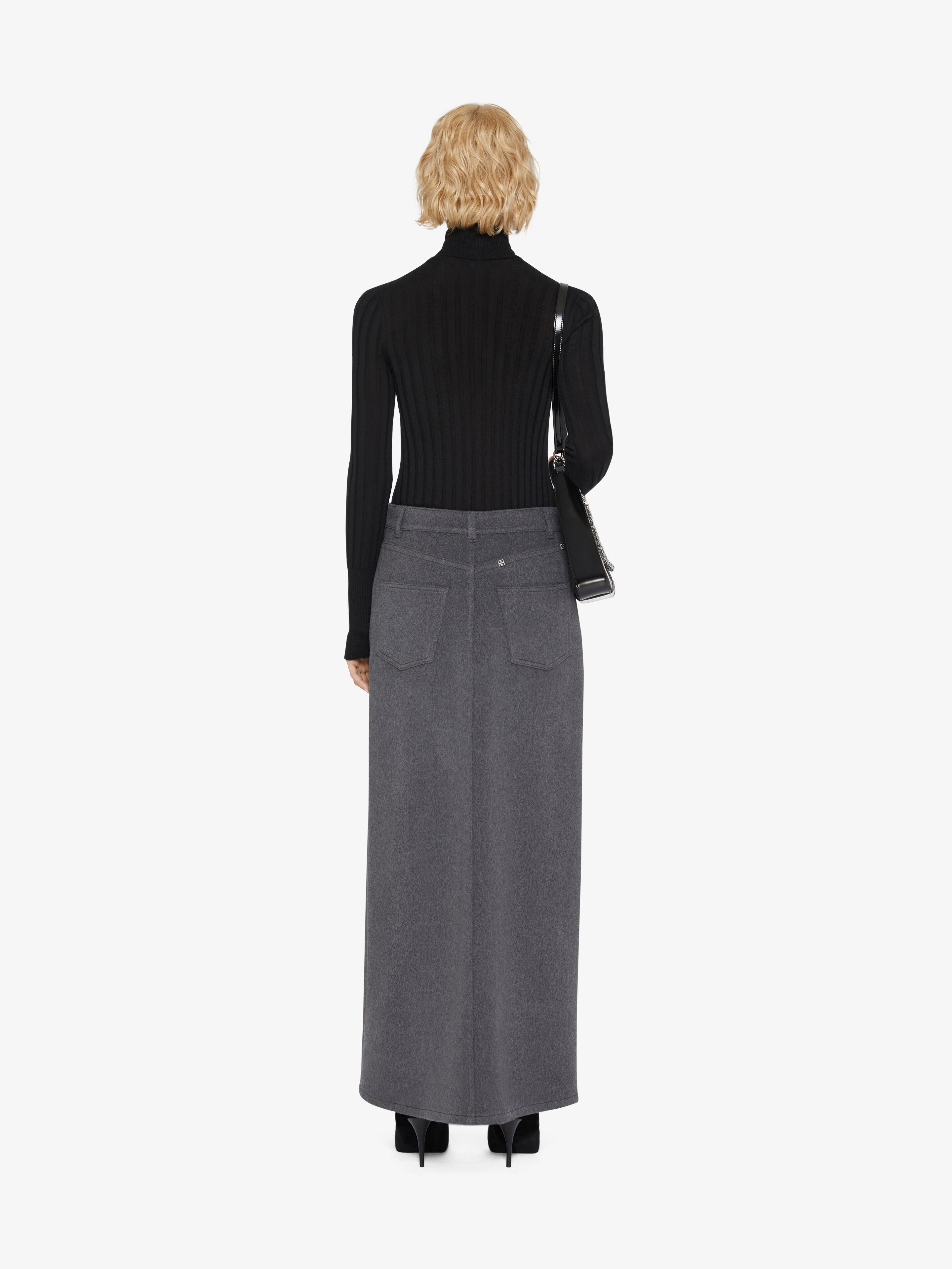 SKIRT IN WOOL AND CASHMERE WITH SLIT - 4