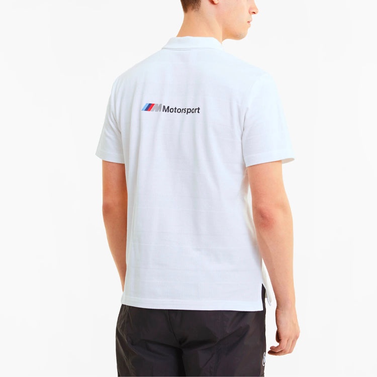 PUMA x BMW Motorsport Striped Short Sleeve Polo Shirt 'White Black' 598005-02 - 5