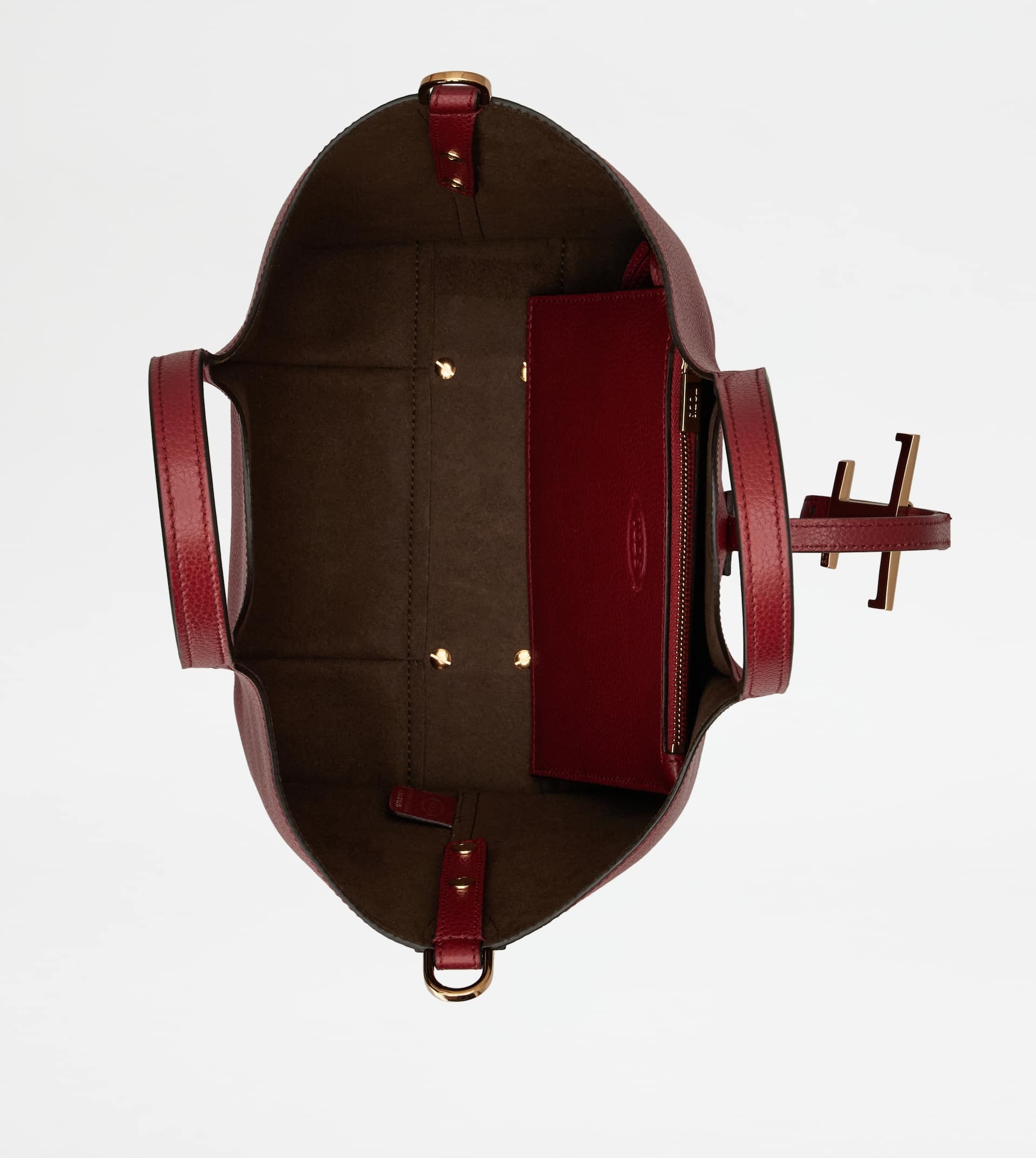 T TIMELESS SHOPPING BAG IN LEATHER MINI - RED - 4