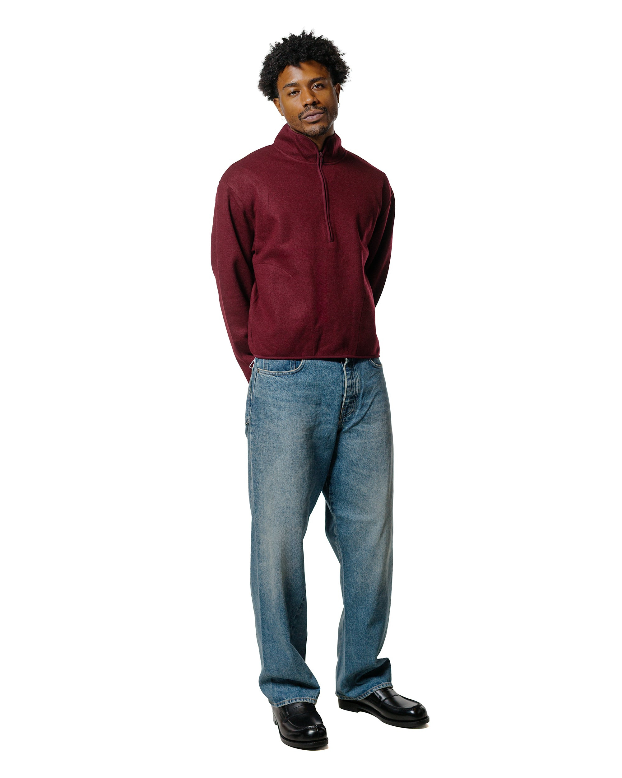 Wool Half Zip Burgundy - 4