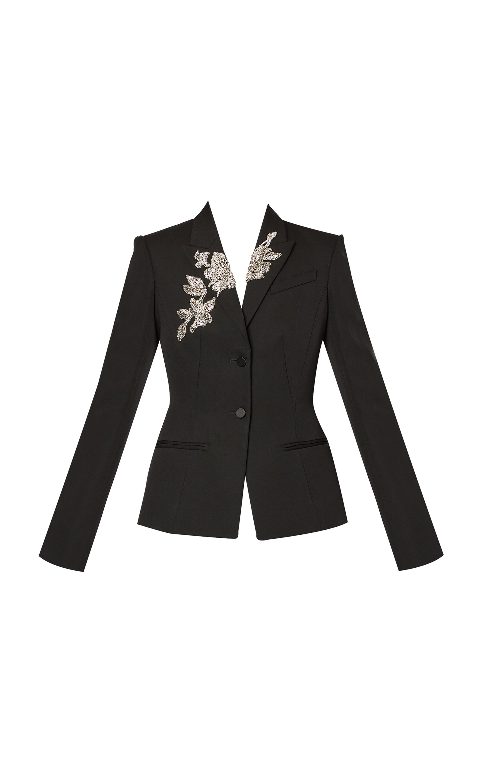 Wool Embroidered Blazer black - 1