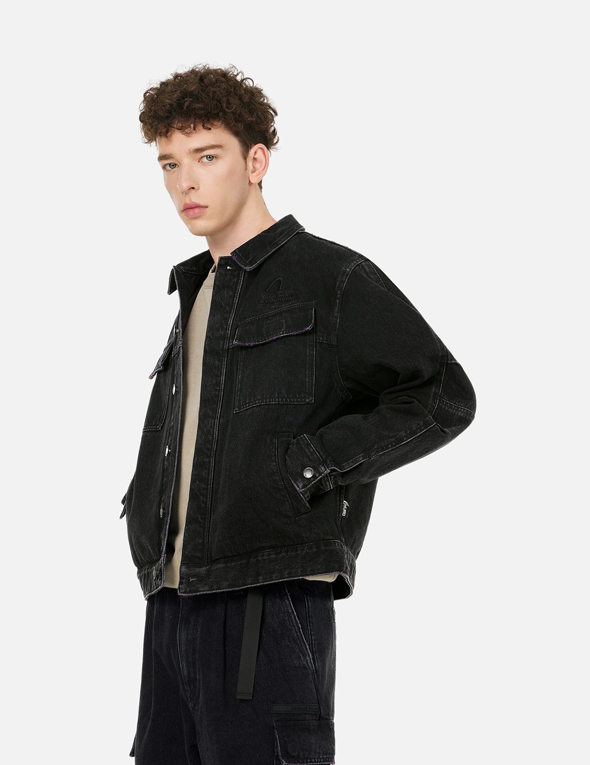 Two Tone Distressed Relax Fit Trucker Jacket - 5