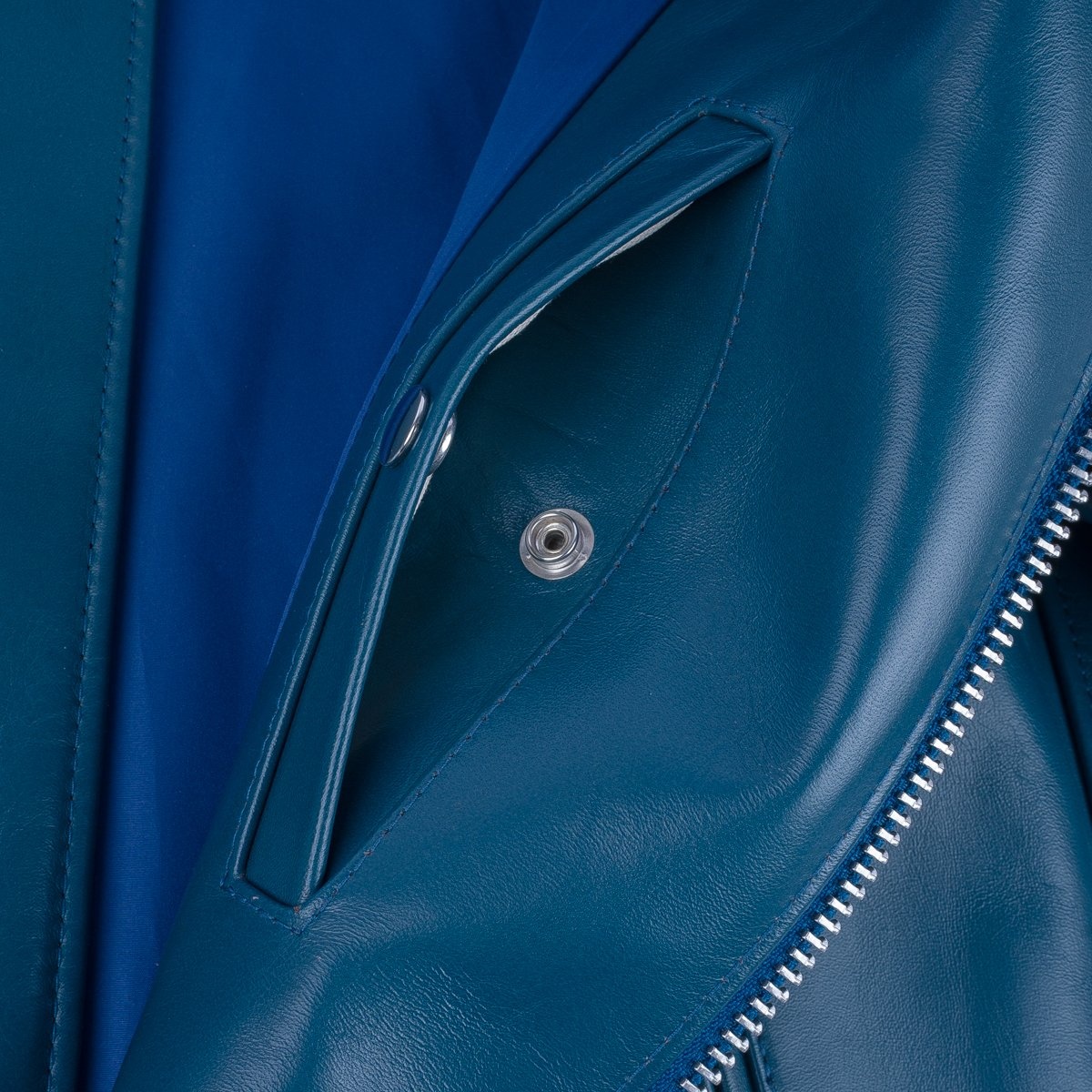 IHJ-128-BLU Japanese Horsehide Double Motorcycle Jacket - Blue - 12
