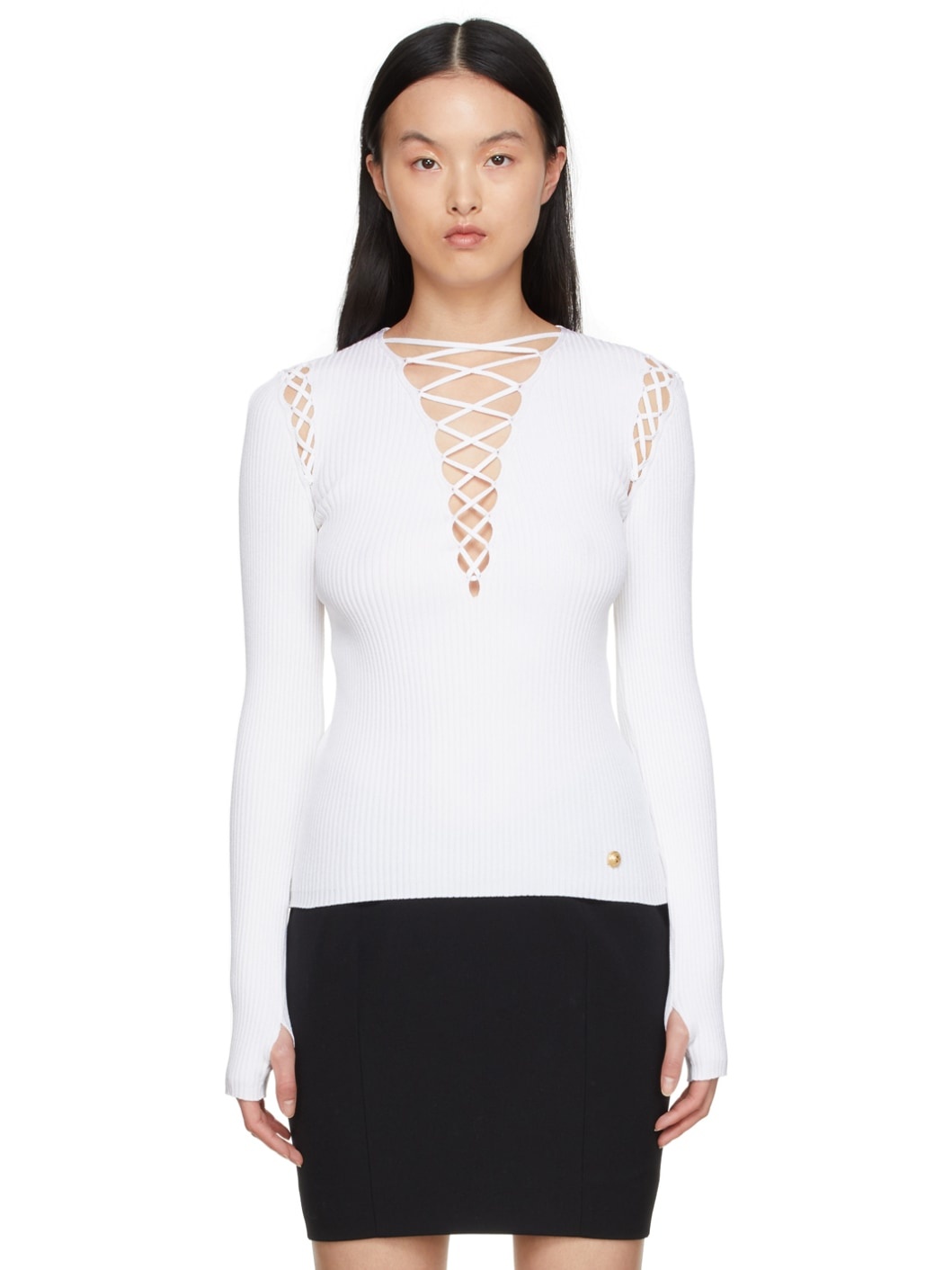 White Viscose Sweater - 1