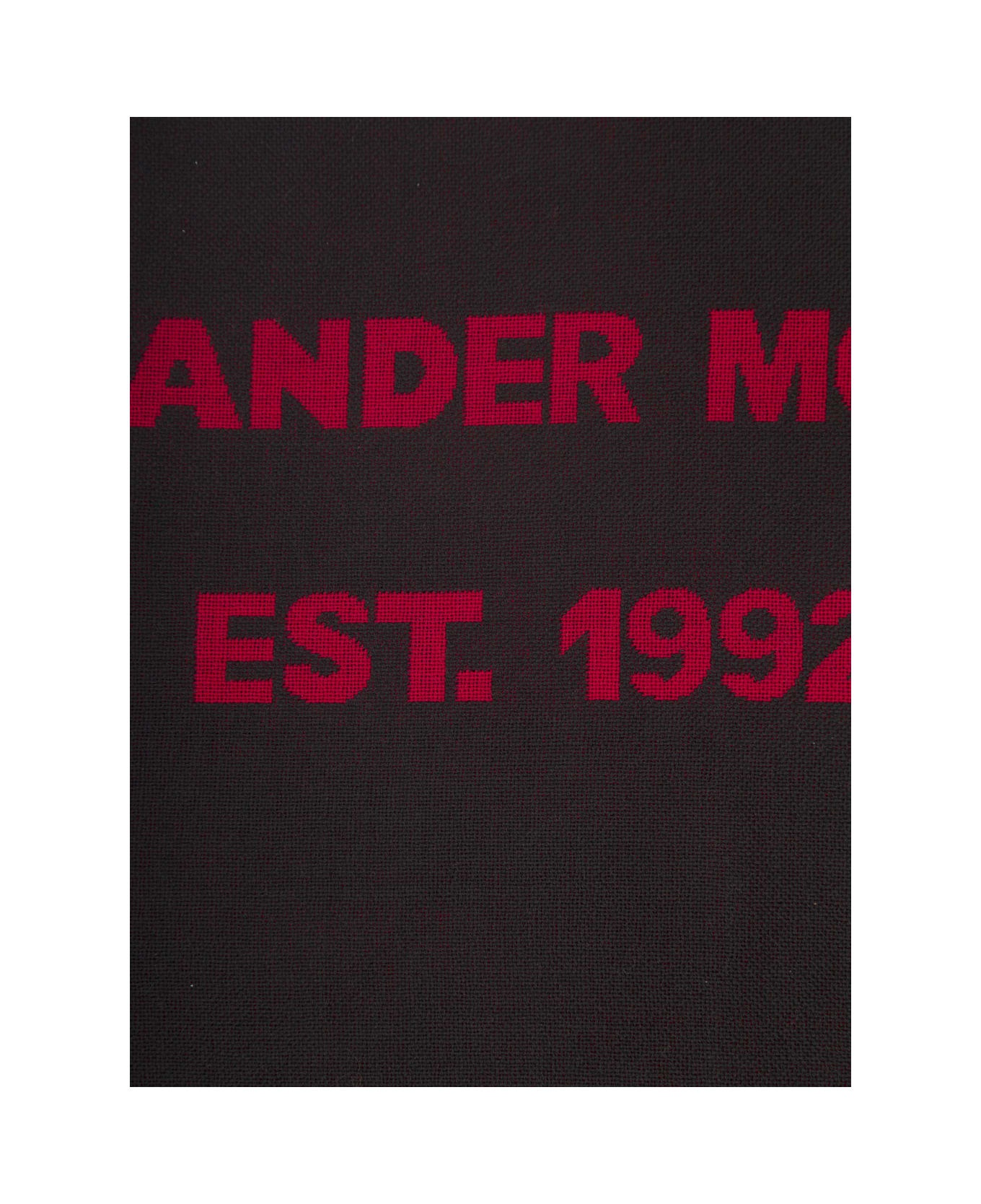 Red And Black Scarf With Jacquard Logo In Wool Man - 2