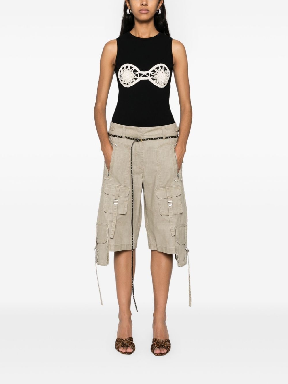 floral-appliquÃ© ribbed tank top - 2