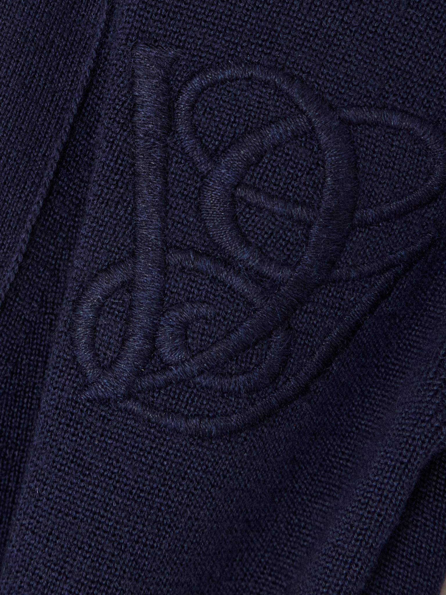 Embroidered wool cardigan Navy - 5