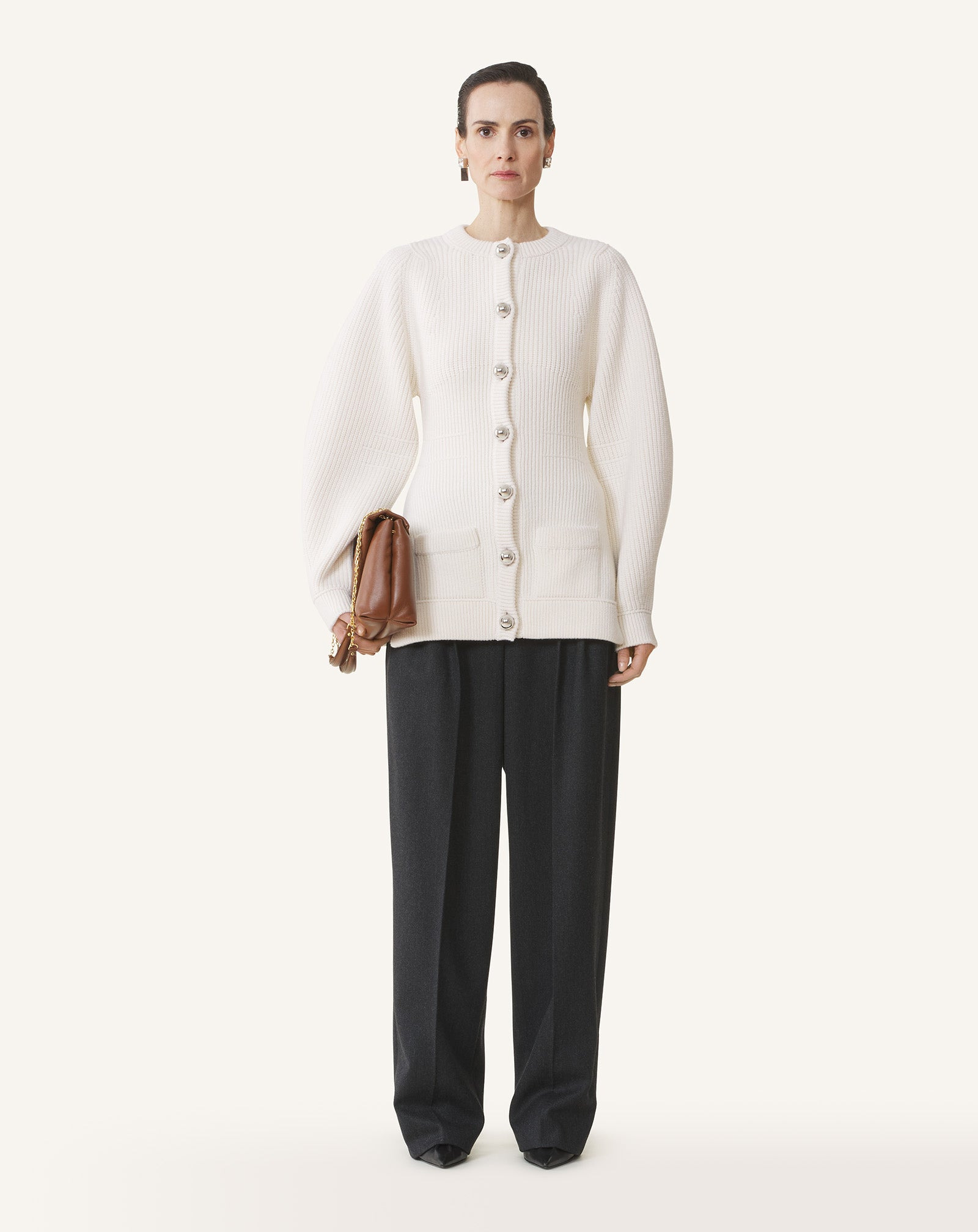 WOOL RIBBED CARDIGAN - 2