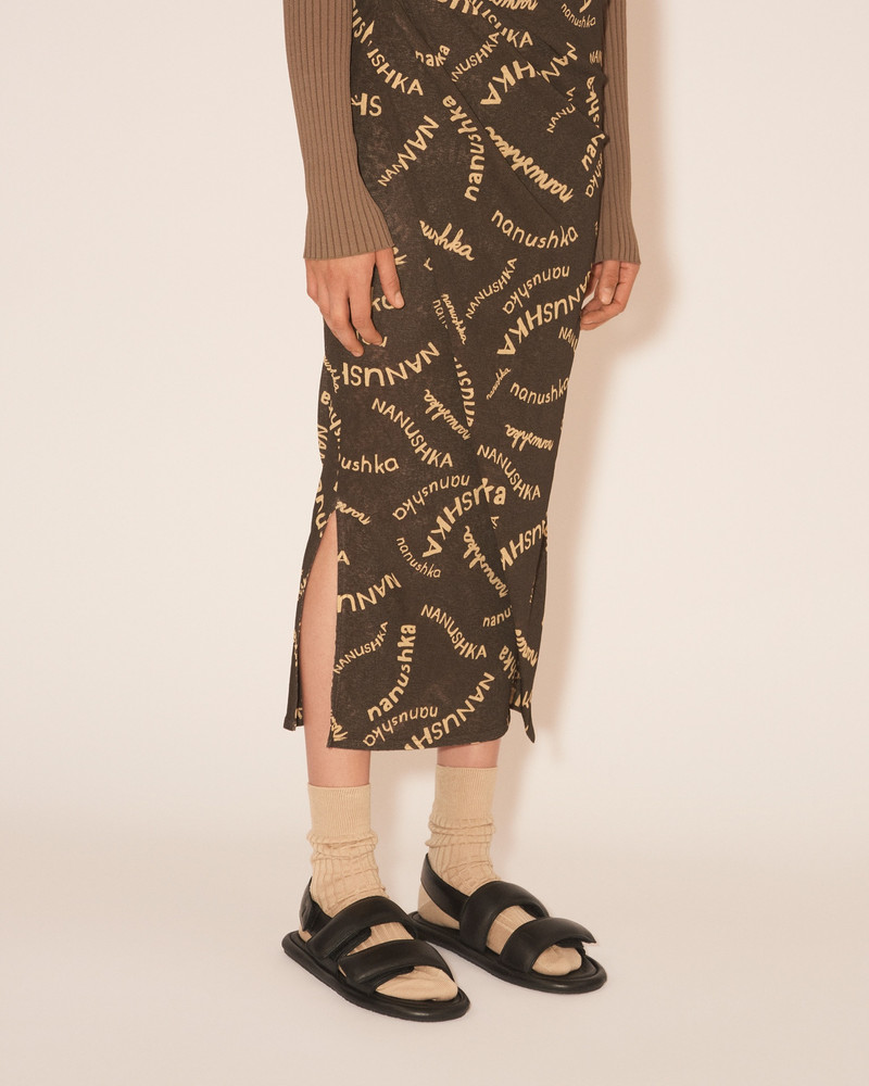 TAINA - Bodycon midi skirt with wrap - Hand drawn print 5