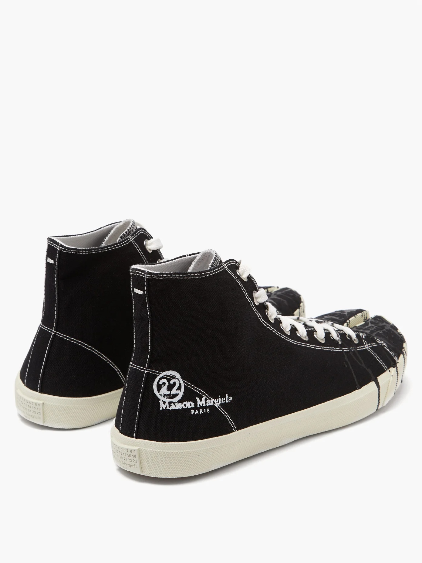 Tabi high-top paint-drop canvas trainers - 4