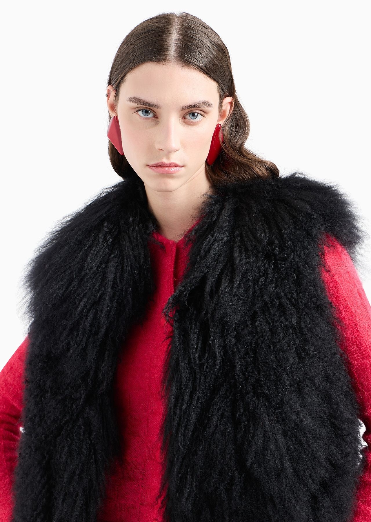 Long-haired Mongolian lamb fur sleeveless top - 5