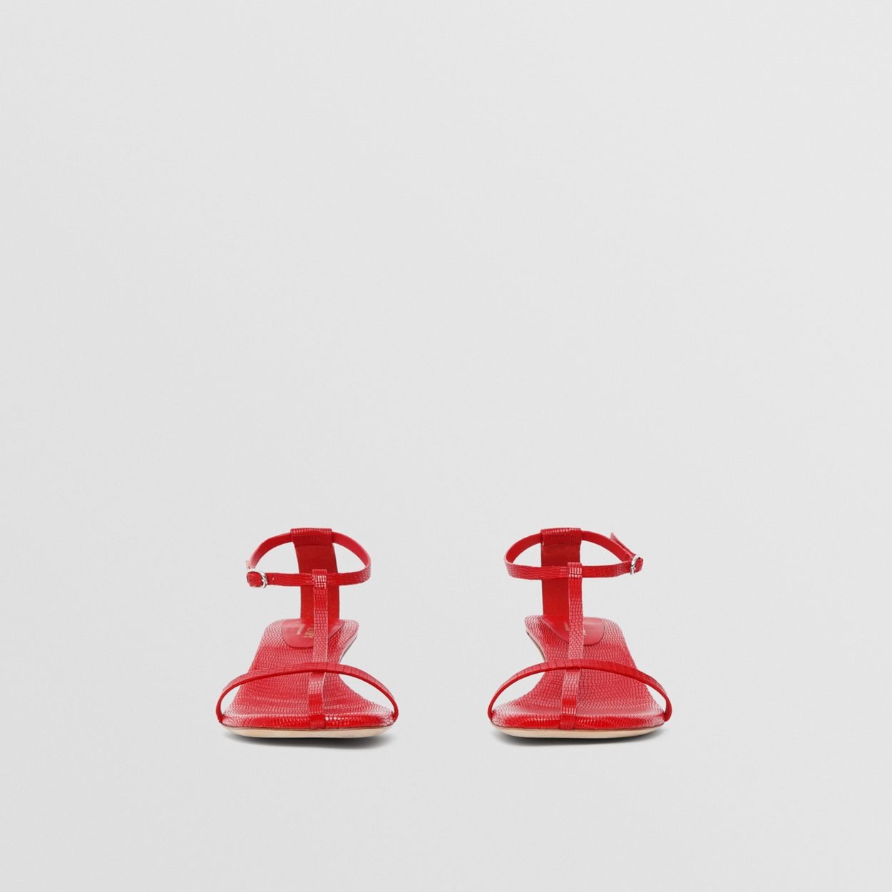 Embossed Leather Kitten-heel Sandals - 5