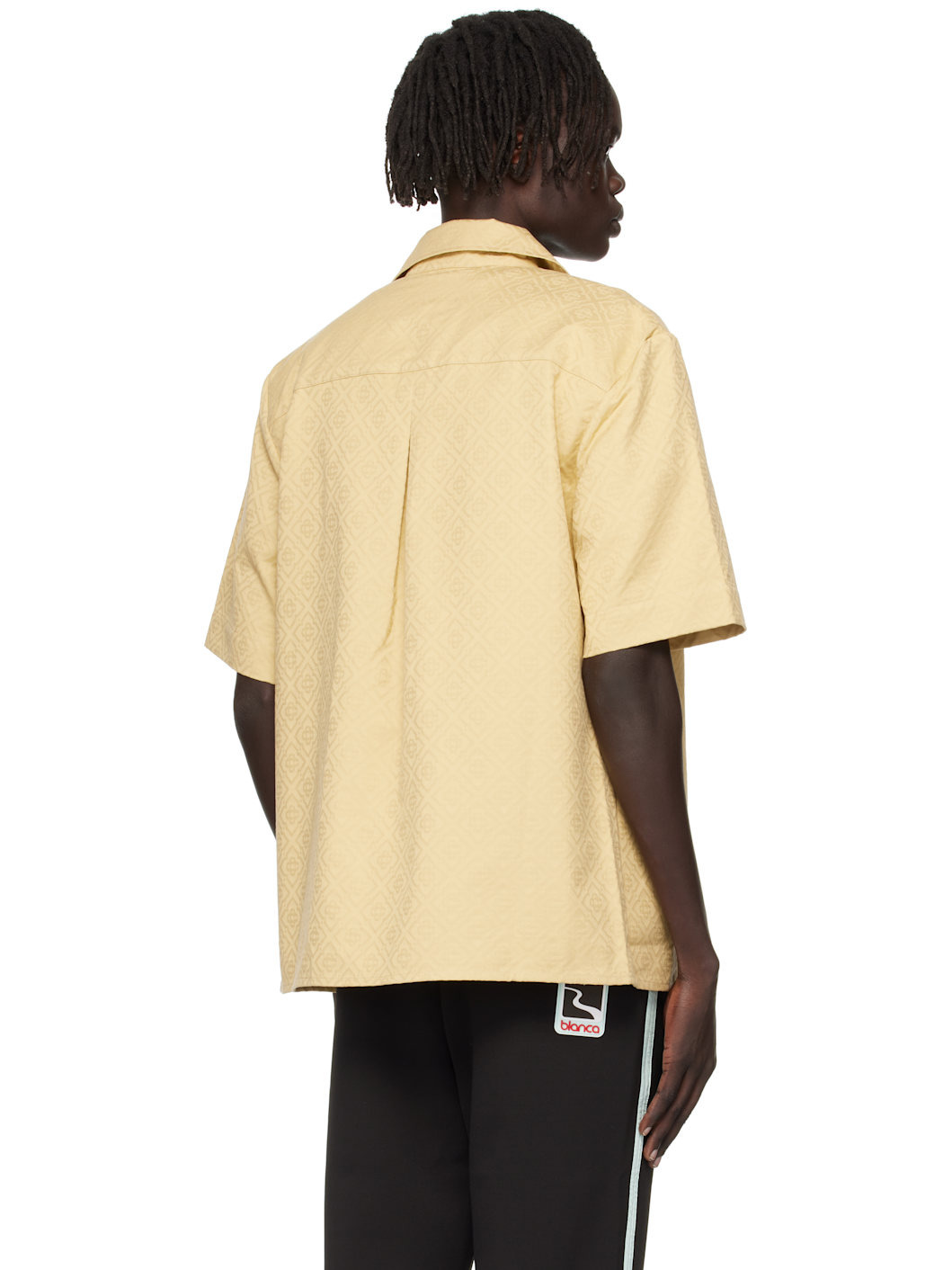 Beige Short Sleeve Monogram Shirt - 3