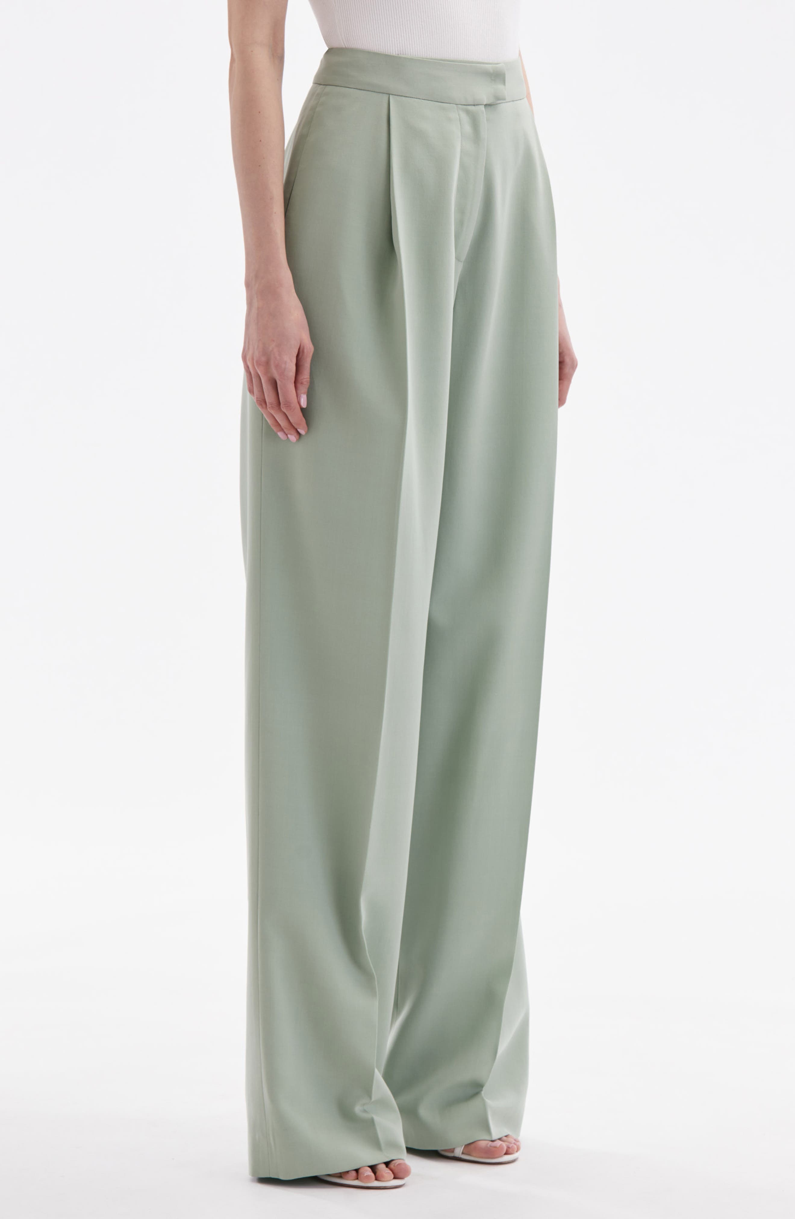 Wide Leg Stretch Silk Georgette Pants - 3
