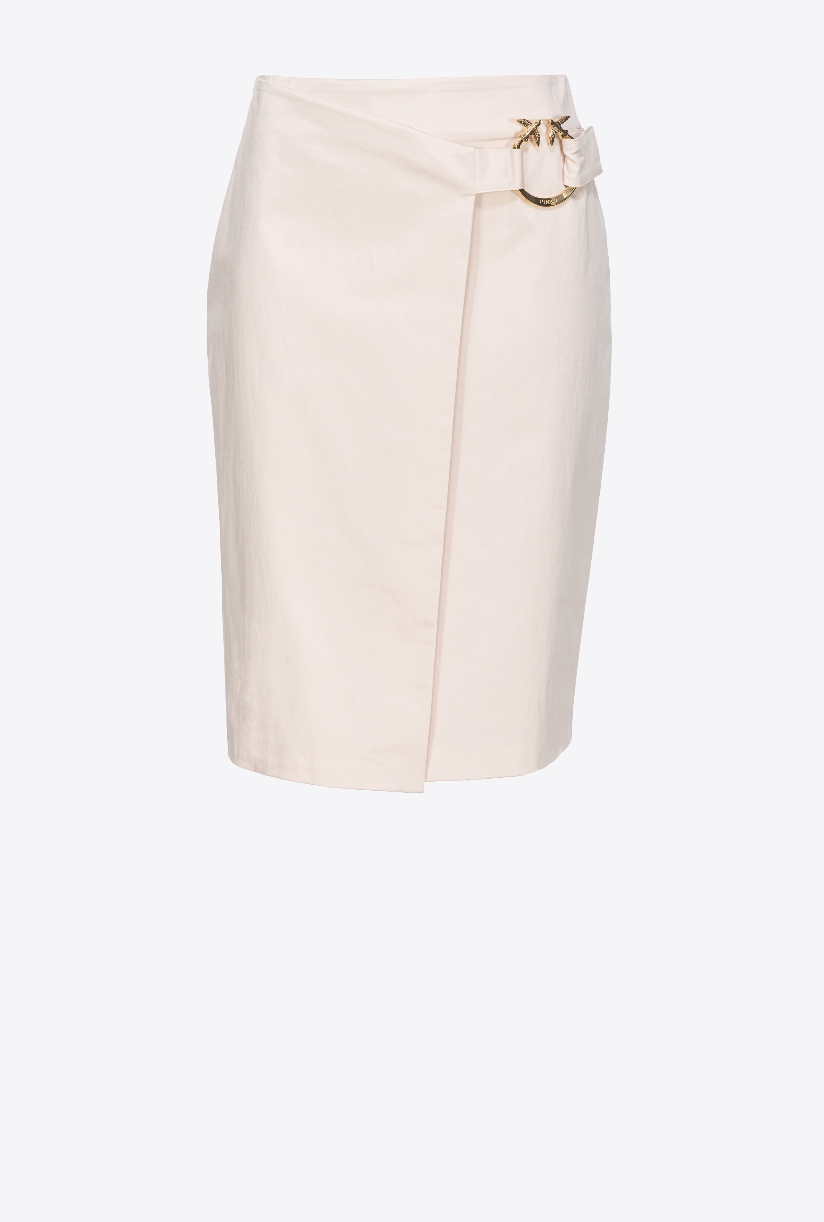 TECHNICAL SATIN CALF-LENGTH SKIRT WITH PIERCING BUCKLE - 1