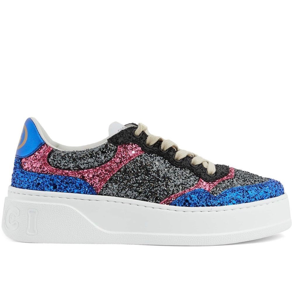Gucci Glitter Details Leather Sneakers - 1