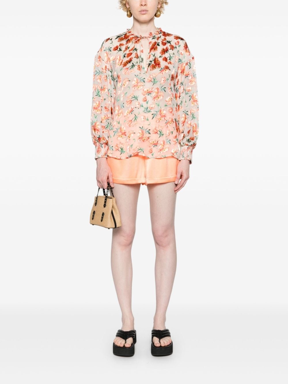 Julius floral-jacquard organza blouse - 2
