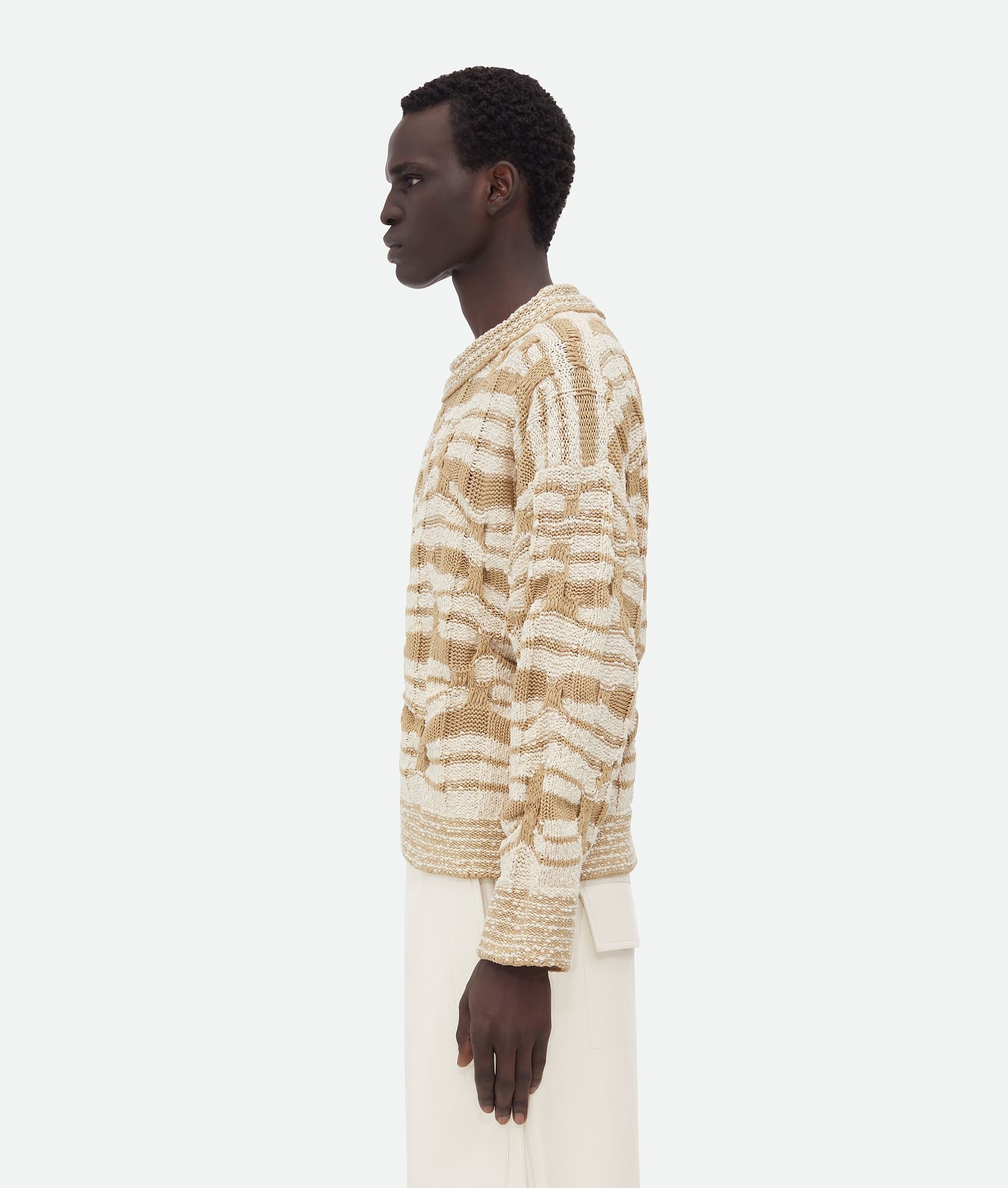 Distorted Stripe Cotton Jumper - 2