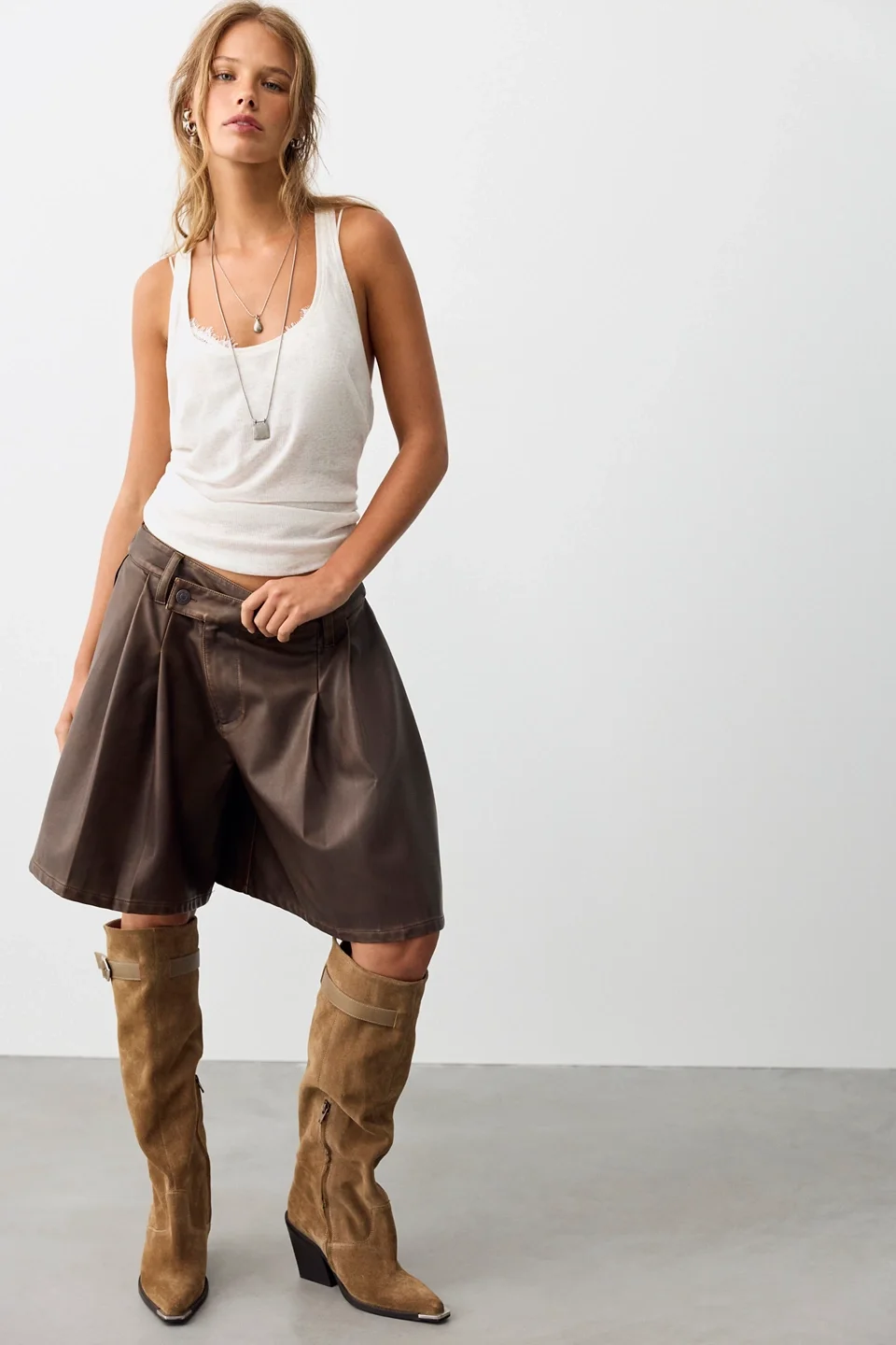 We The Free Porter Crossover Vegan Trouser Shorts - 1