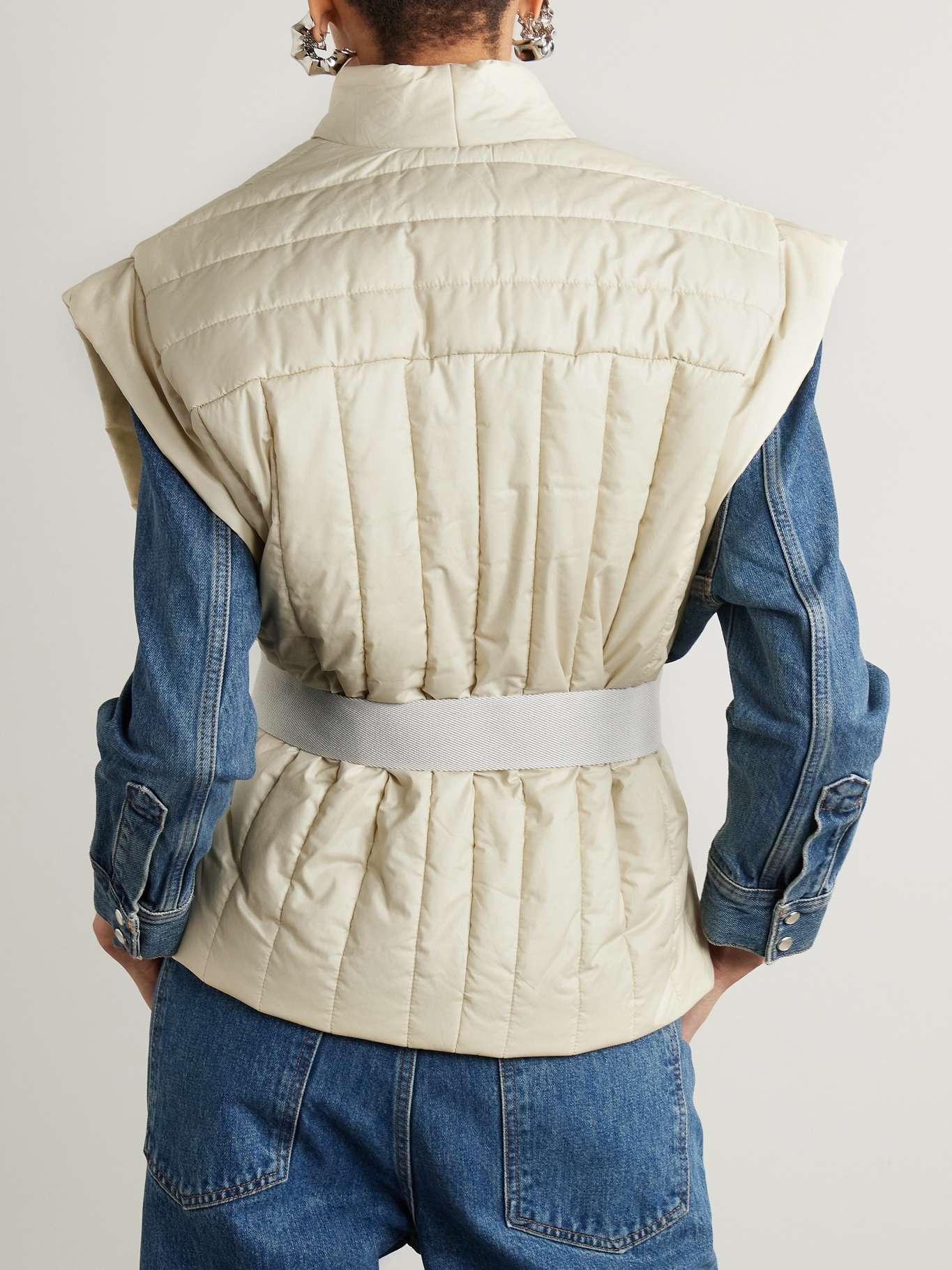 Ajali belted quilted padded cotton-blend shell vest - 3