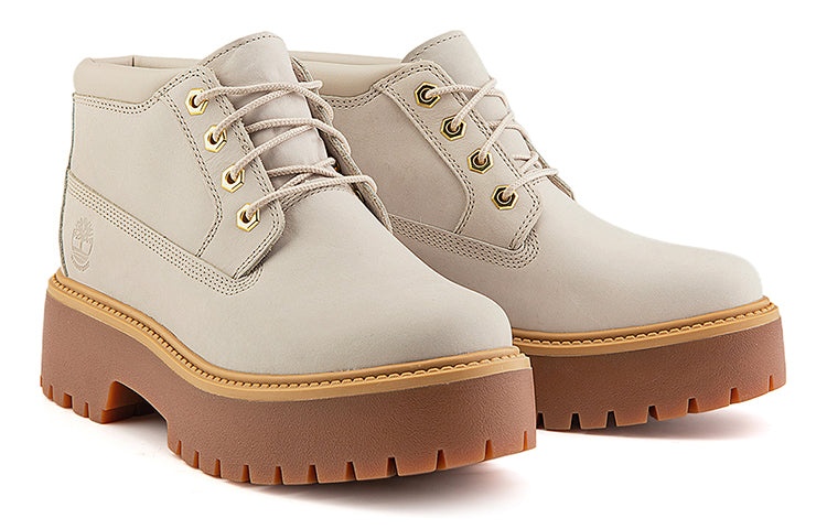 (WMNS) Timberland Stone Street Mid Lace Up Waterproof Boots 'White Nubuck' A64FRW - 4