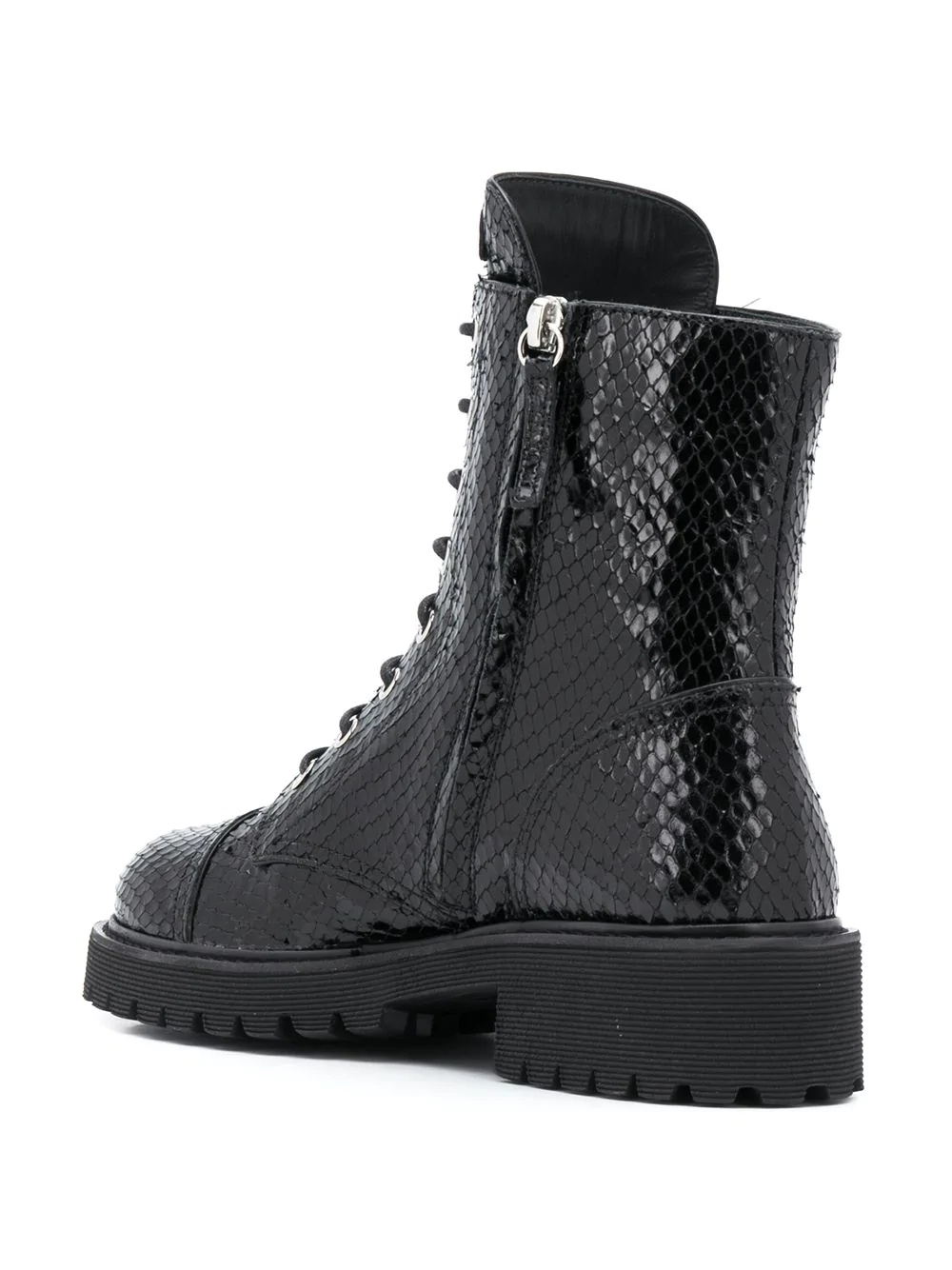 snake-effect combat boots - 3