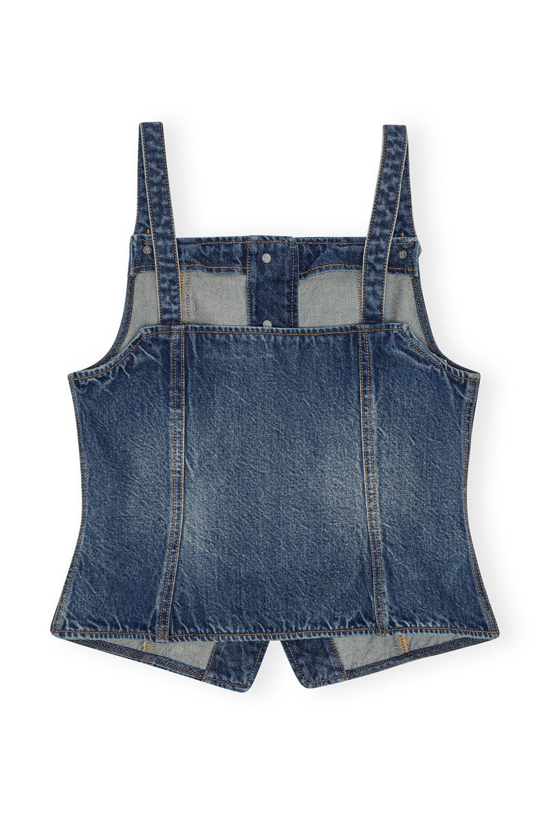 GANNI DARK BLUE HEAVY WASHED DENIM TOP outlook