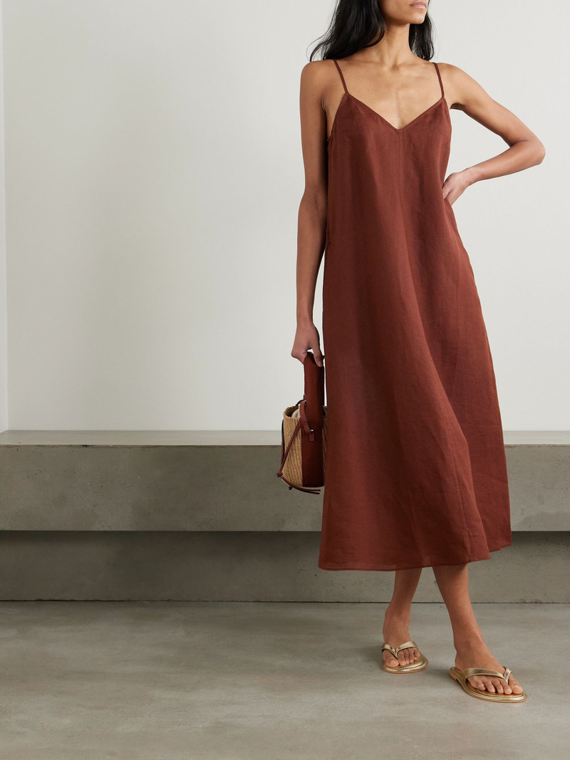 ERES L'Intemporel Snob linen midi dress Brown outlook