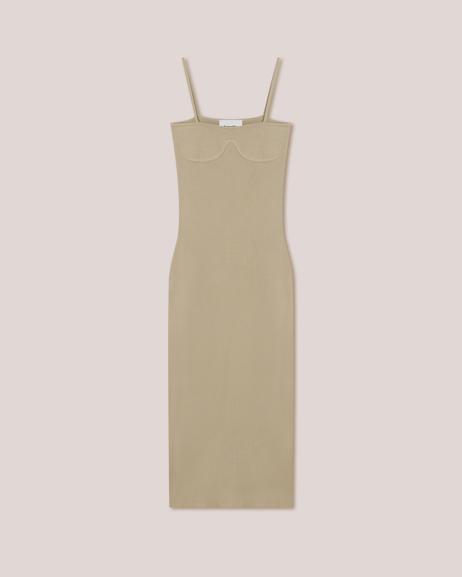 NYOKA - Compact viscose spaghetti strap dress - Pebble - 1