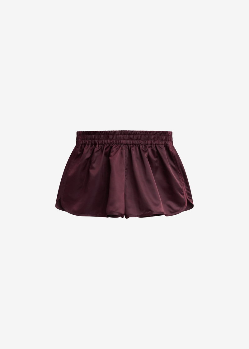 Zafra Satin Mini Shorts - Dark Plum 1