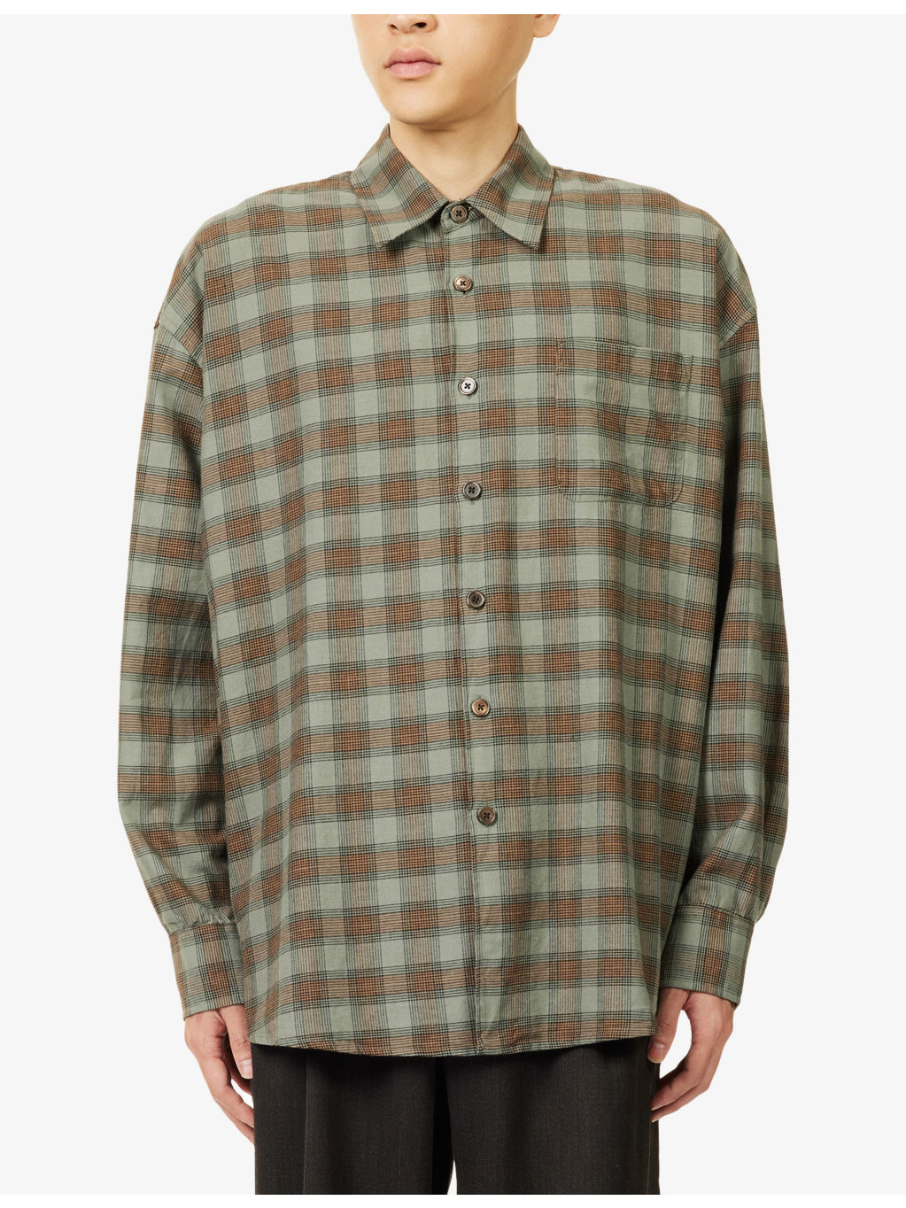 Borrowed Check Long-Sleeve Cotton Shirt - 3