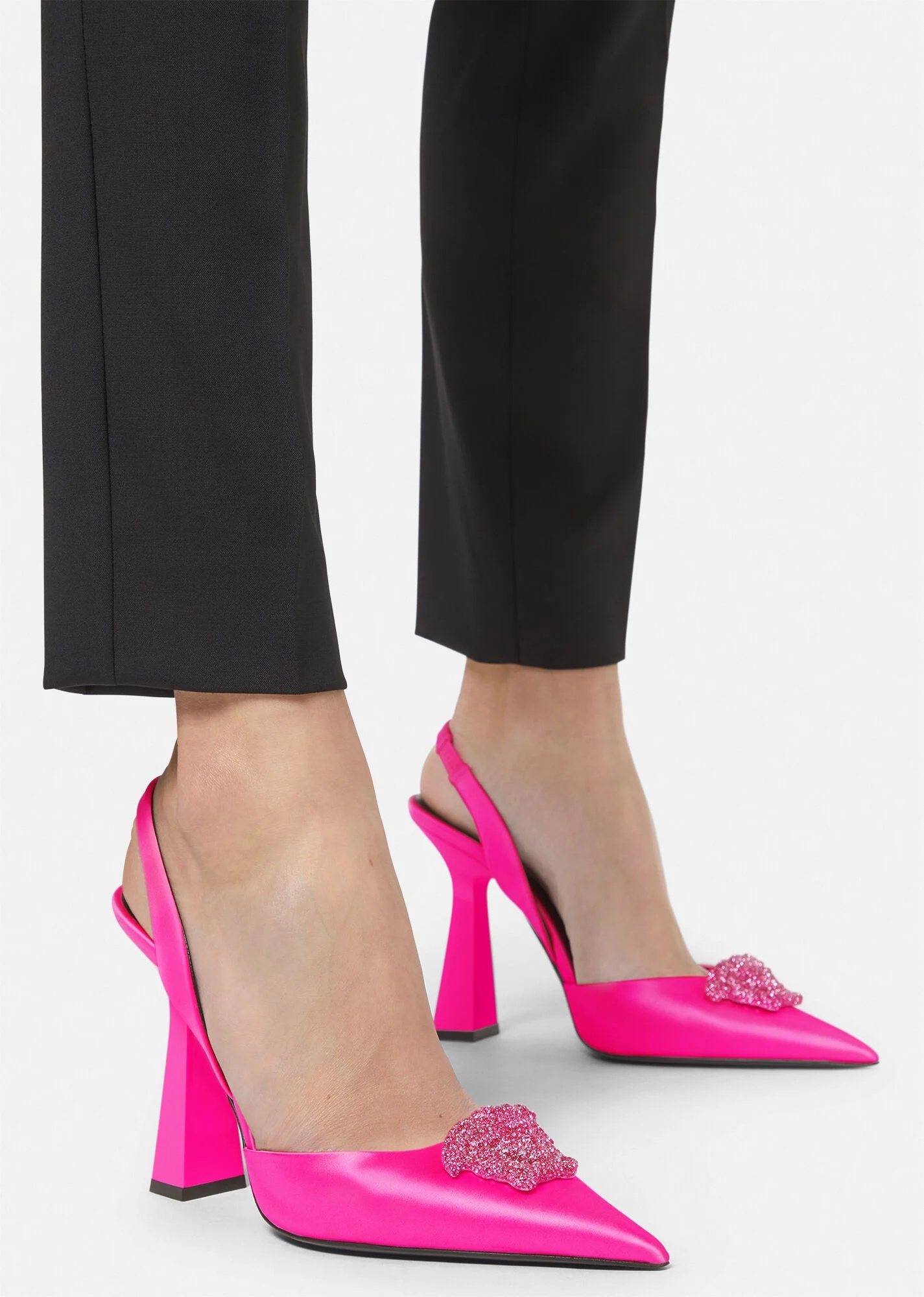 Crystal La Medusa Satin Sling-Back Pumps - 5