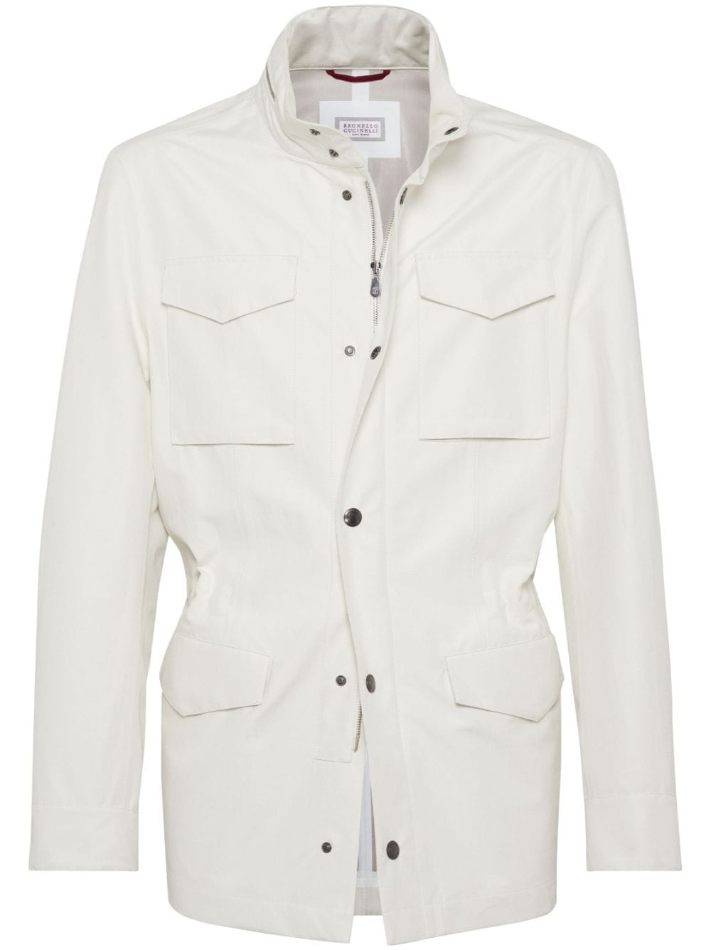 stand-up collar linen-blend coat - 1