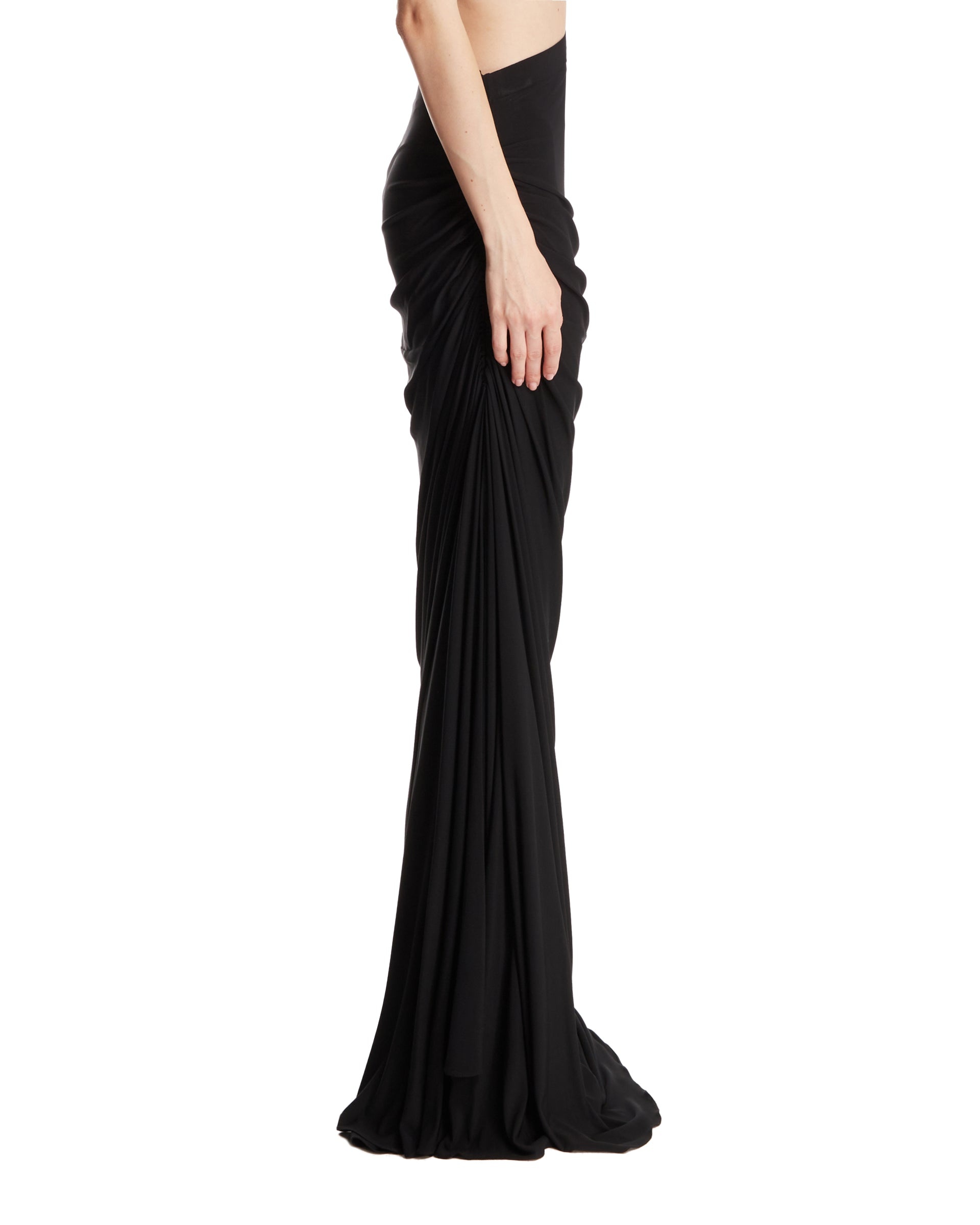 Black Draped Maxi Skirt - 5