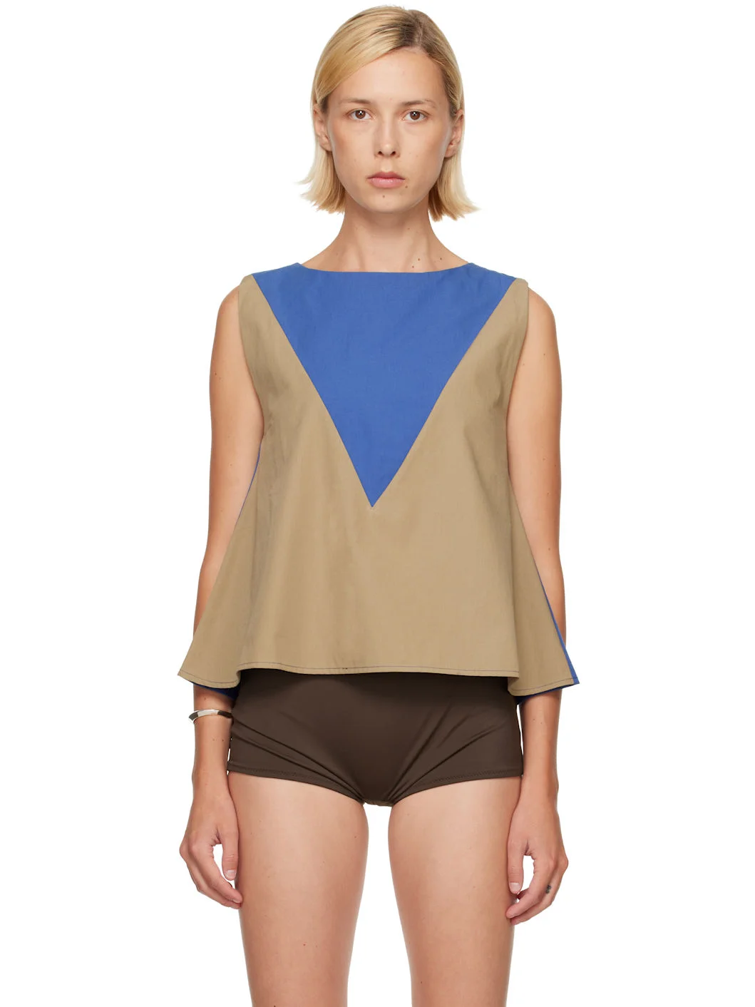 Khaki & Blue Tres Top - 1