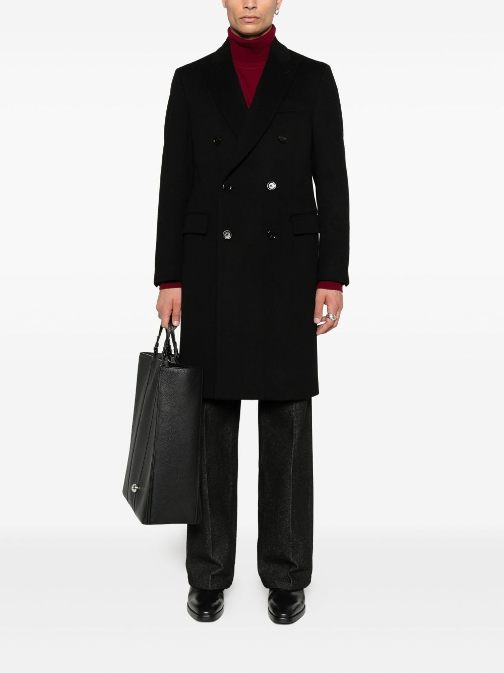double-breasted virgin-wool coat - 2