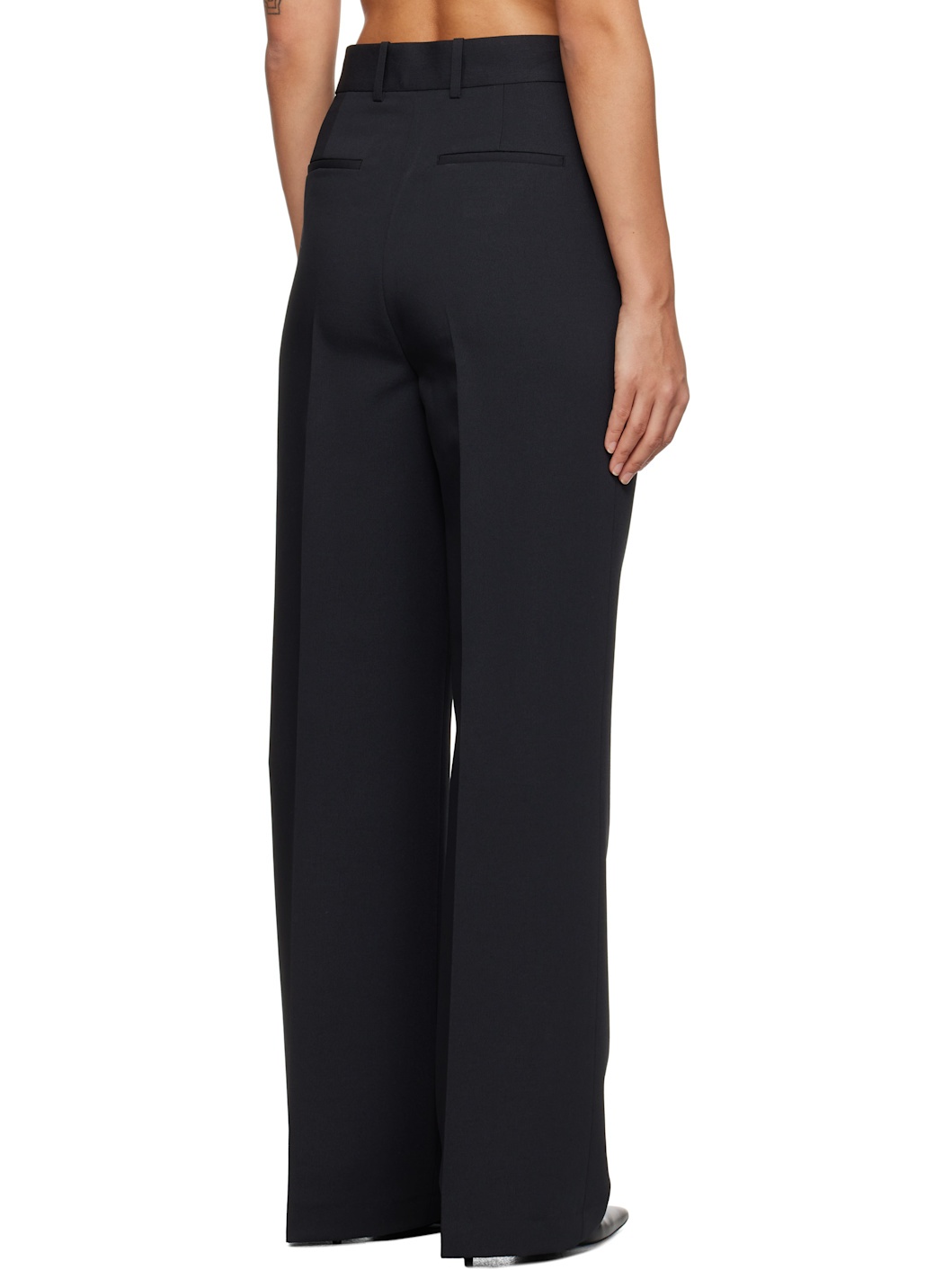 Black Relaxed Single Pleated Trousers - 3