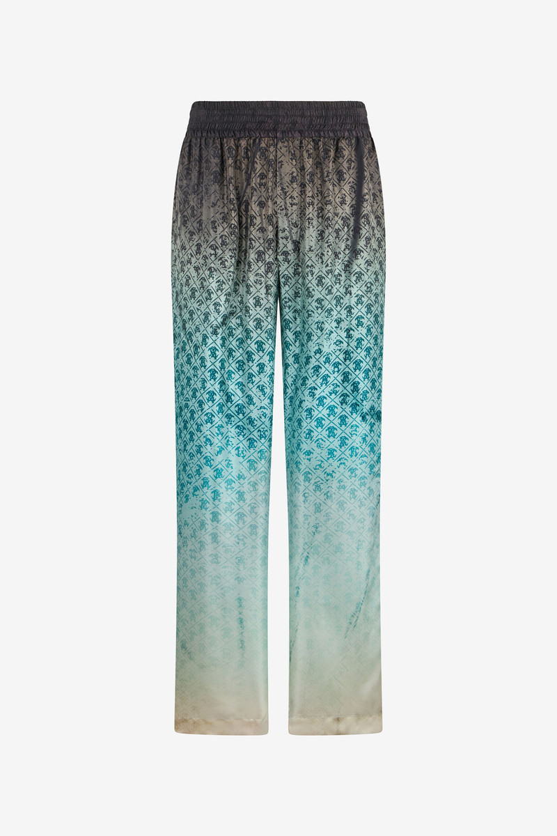 Monogram Print Silk Trousers 1