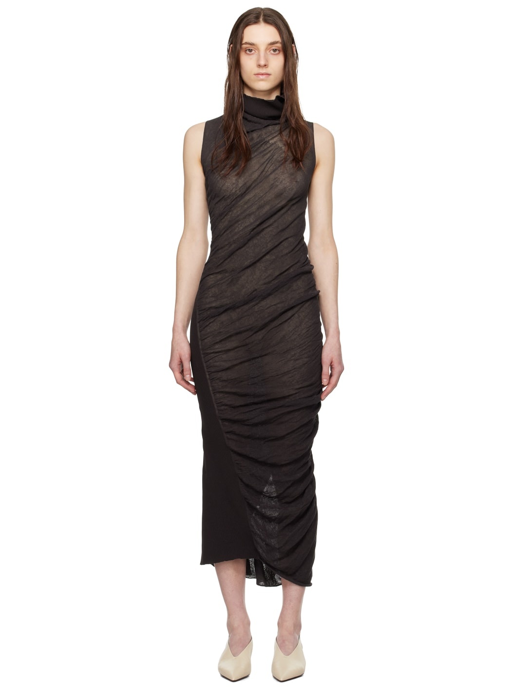 Brown Ambiguous Maxi Dress - 1