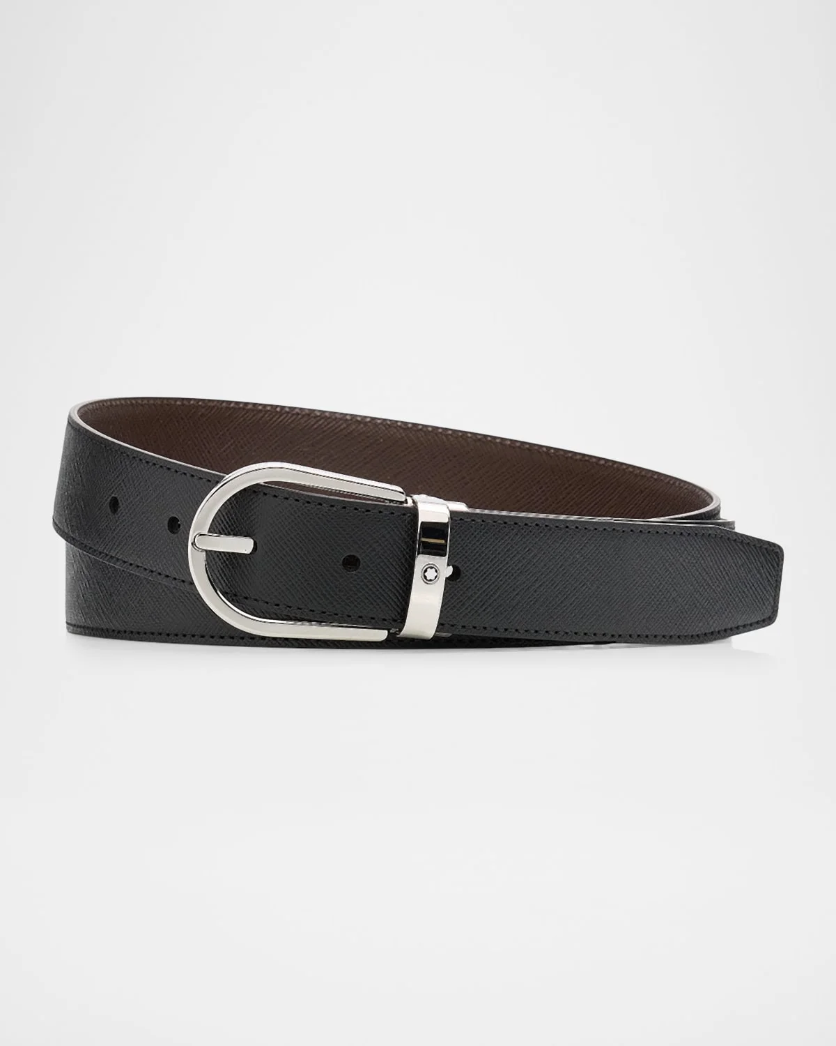 Men's Horseshoe-Buckle Reversible Leather Belt - 1