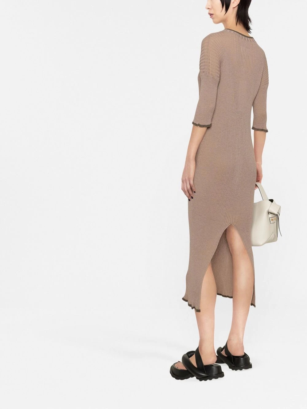 rib-knit midi dress - 3