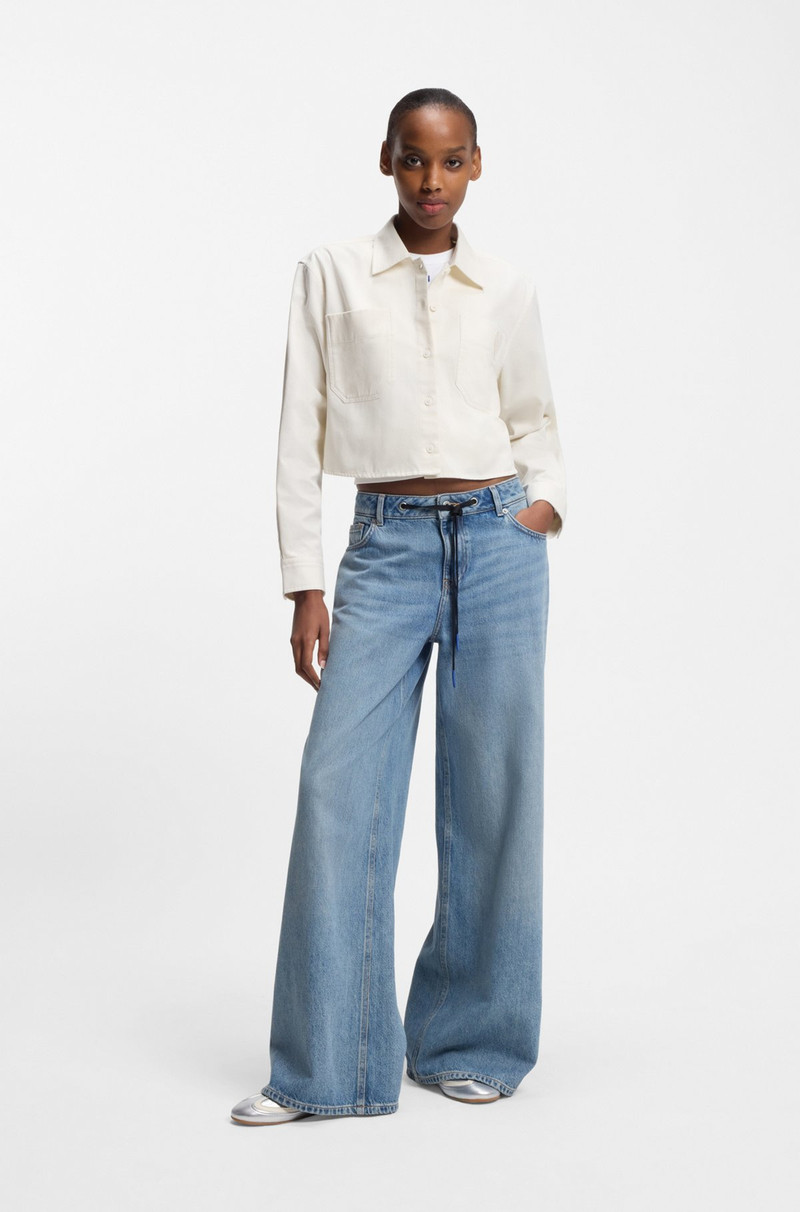 HUGO RELAXED-FIT BLOUSE IN COTTON WITH HAPPY HUGO LOGO outlook