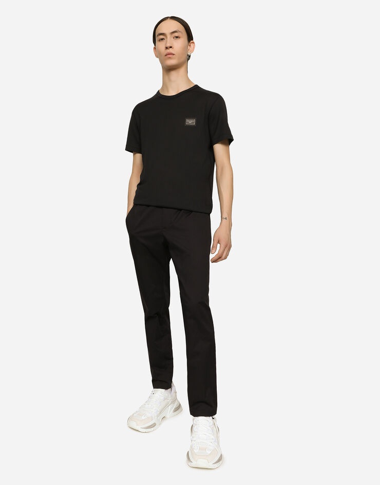 Stretch cotton jogging pants with tag - 5