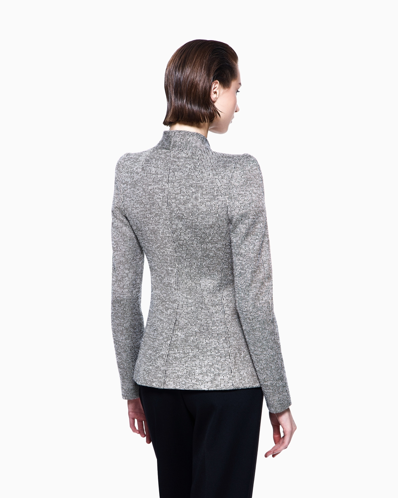 SINGLE-BREASTED JACKET IN STRIPED JACQUARD VISCOSE JERSEY - 3