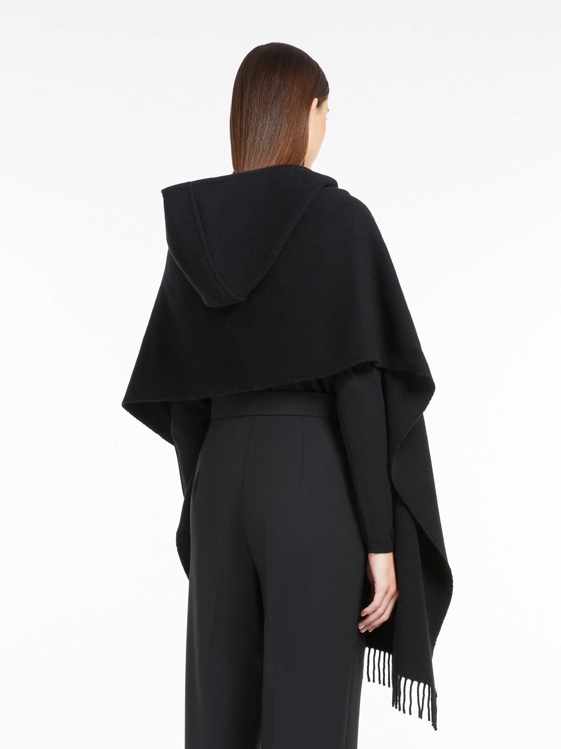 Max Mara ZENA Cashmere blend scarf with hood | REVERSIBLE