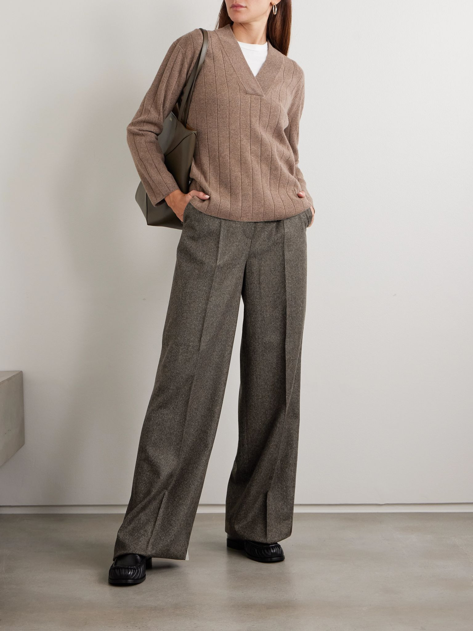Wool wide-leg pants Brown - 2