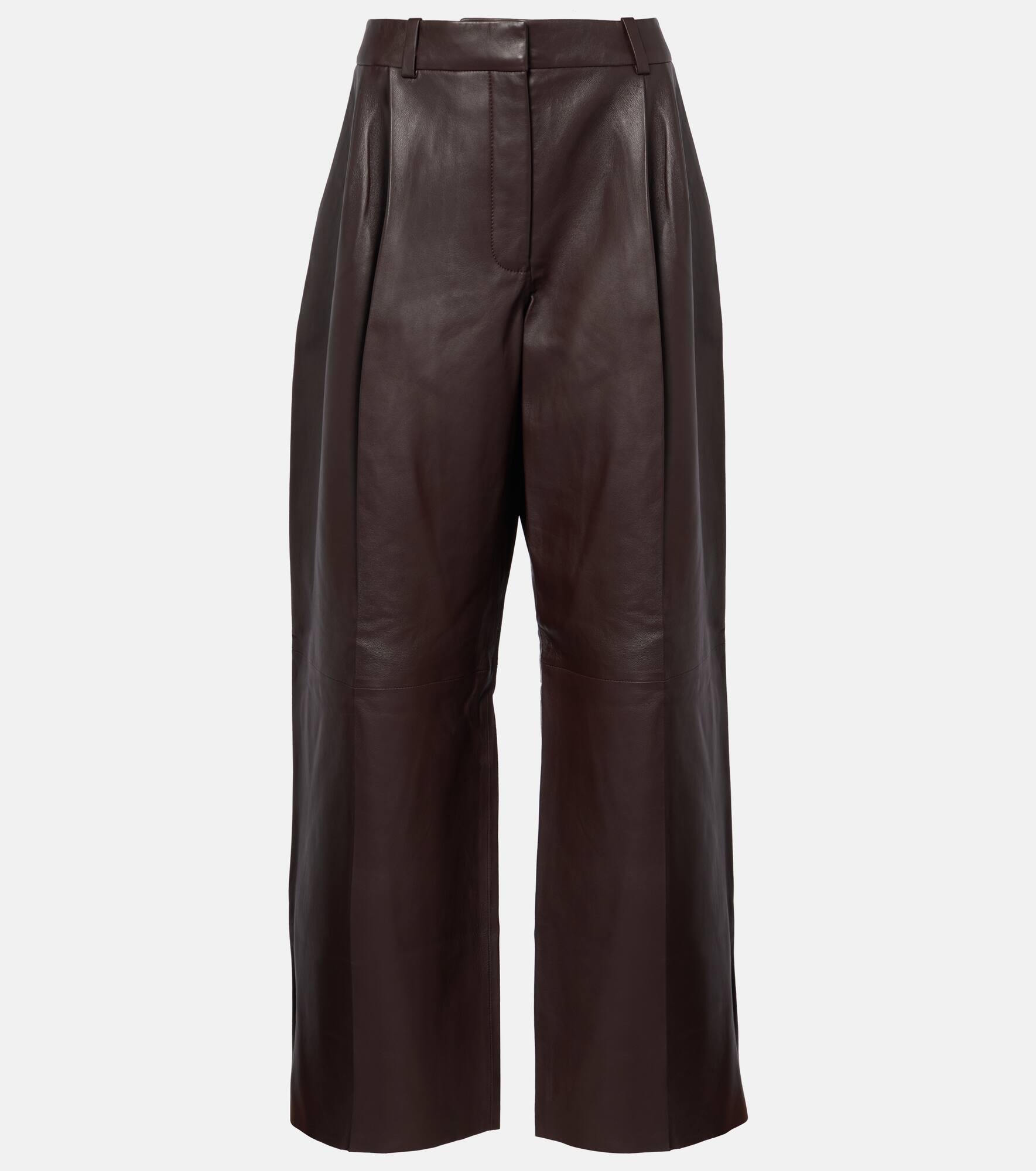 Illustration leather wide-leg pants - 1