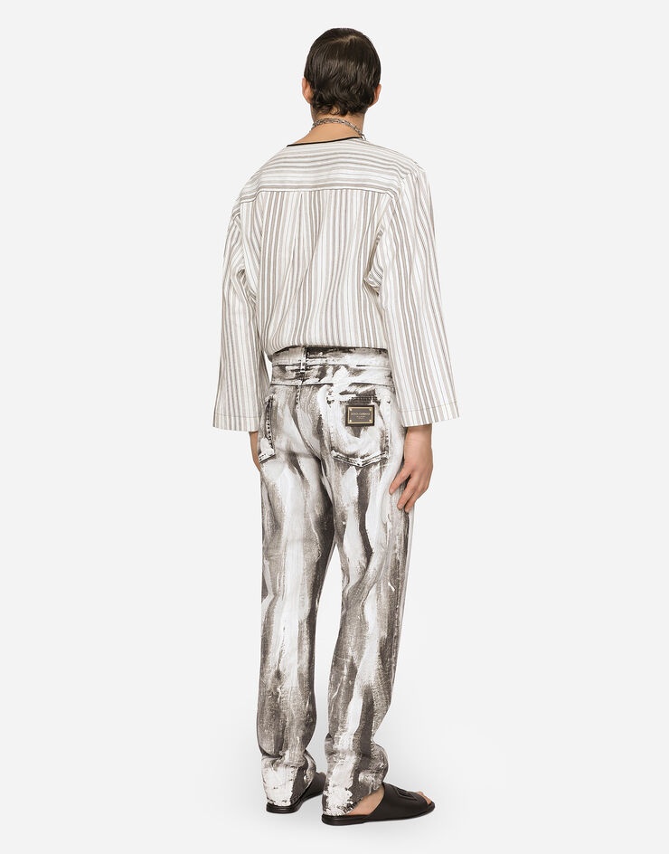 Black regular-fit jeans with brushstrokes - 2